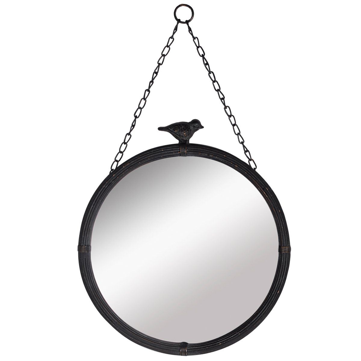 Trendy Nikky Home 11.25" Vintage Round Metal Framed Wall Mounted Mirror With Bird,  In Matt Black Intended For Bird Wall Mirrors (Photo 7 of 20)