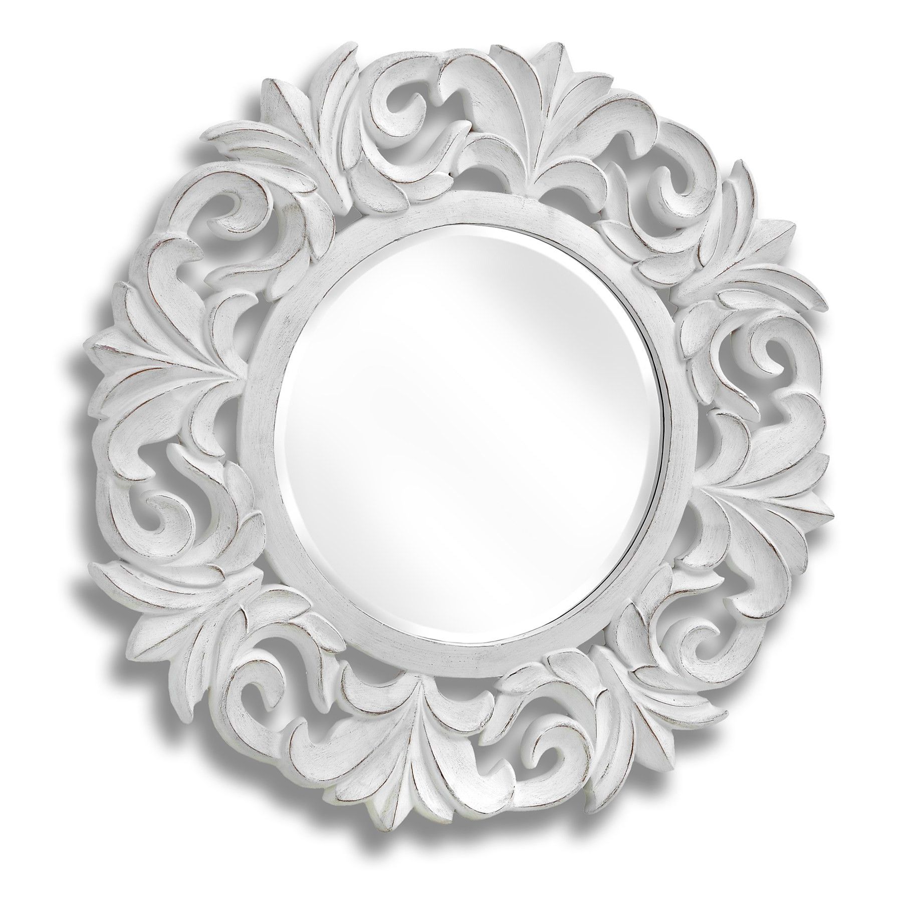 Trendy White Round Wall Mirrors Inside Large Decorative Round Wall Mirror (101x101) (View 11 of 20)