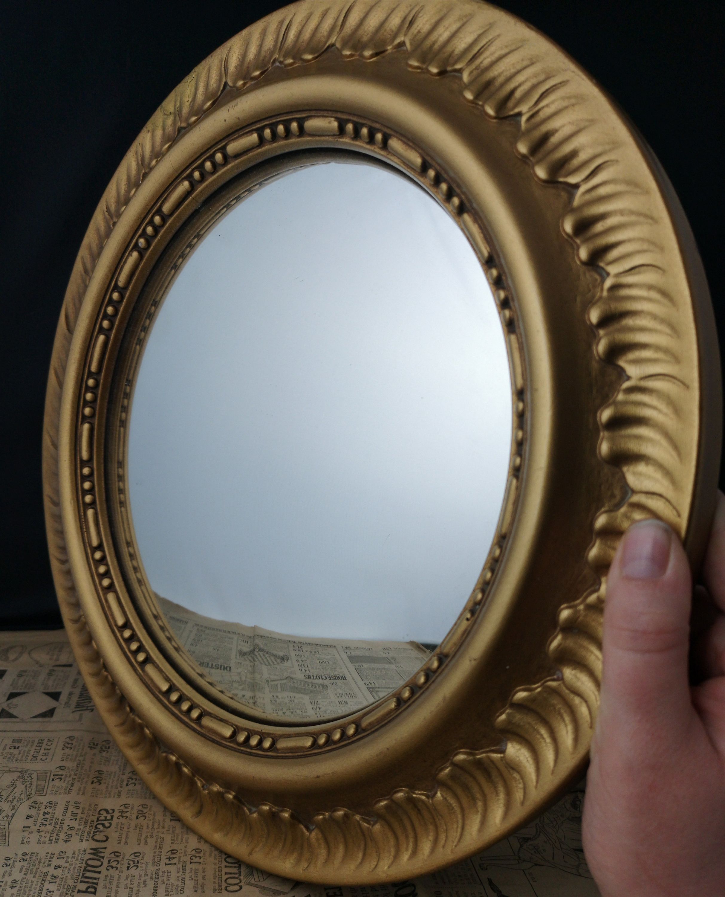 Vintage 30's Gilt Framed Sunburst Wall Mirror, Art Deco Concave Mirror Regarding Current Concave Wall Mirrors (View 10 of 20)
