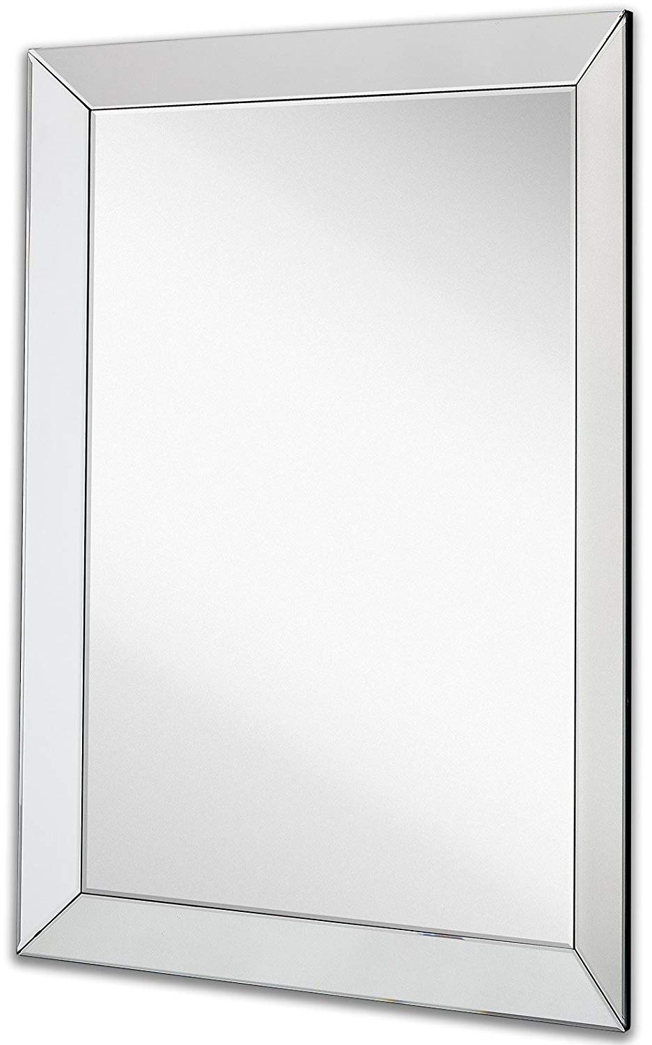 Wall Mirror With Mirror Frame Regarding Fashionable Large Framed Wall Mirror With 3 Inch Angled Beveled Mirror Frame (Photo 2 of 20)