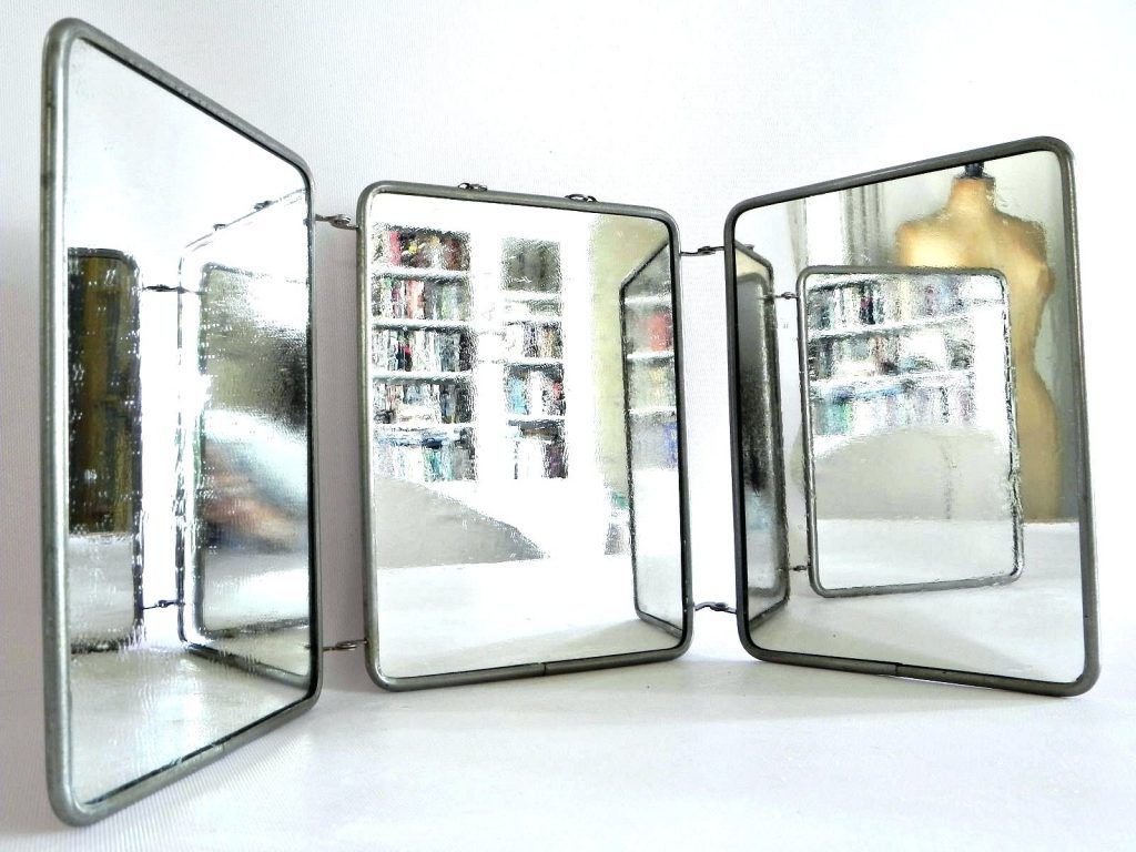 Wall Mirrors: Tri Fold Wall Mounted Mirror Tri Fold Wall Within Recent Tri Fold Bathroom Wall Mirrors (View 4 of 20)