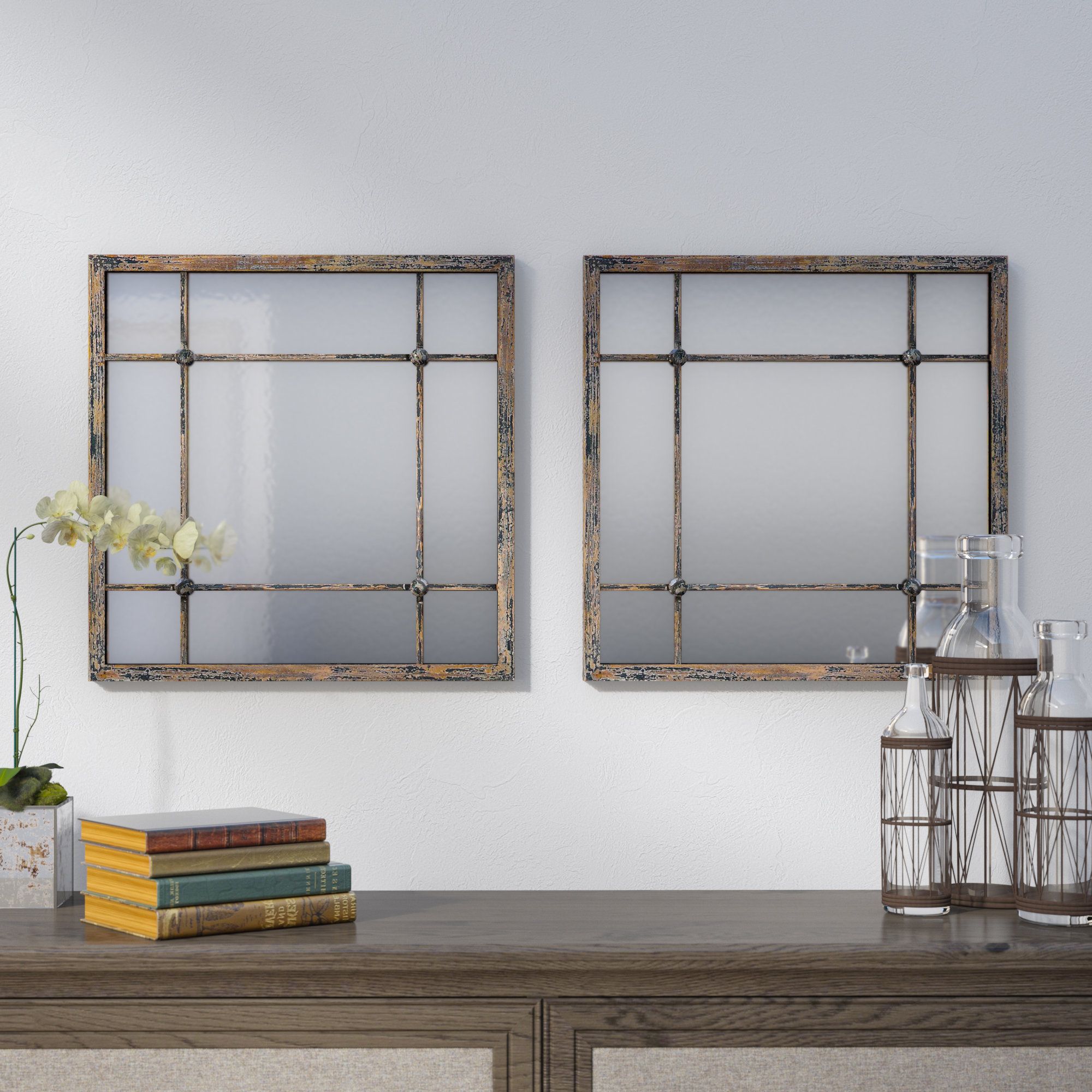 Well Known 2 Piece Kissena Window Pane Accent Mirror Sets Within Ophelia & Co (View 4 of 20)