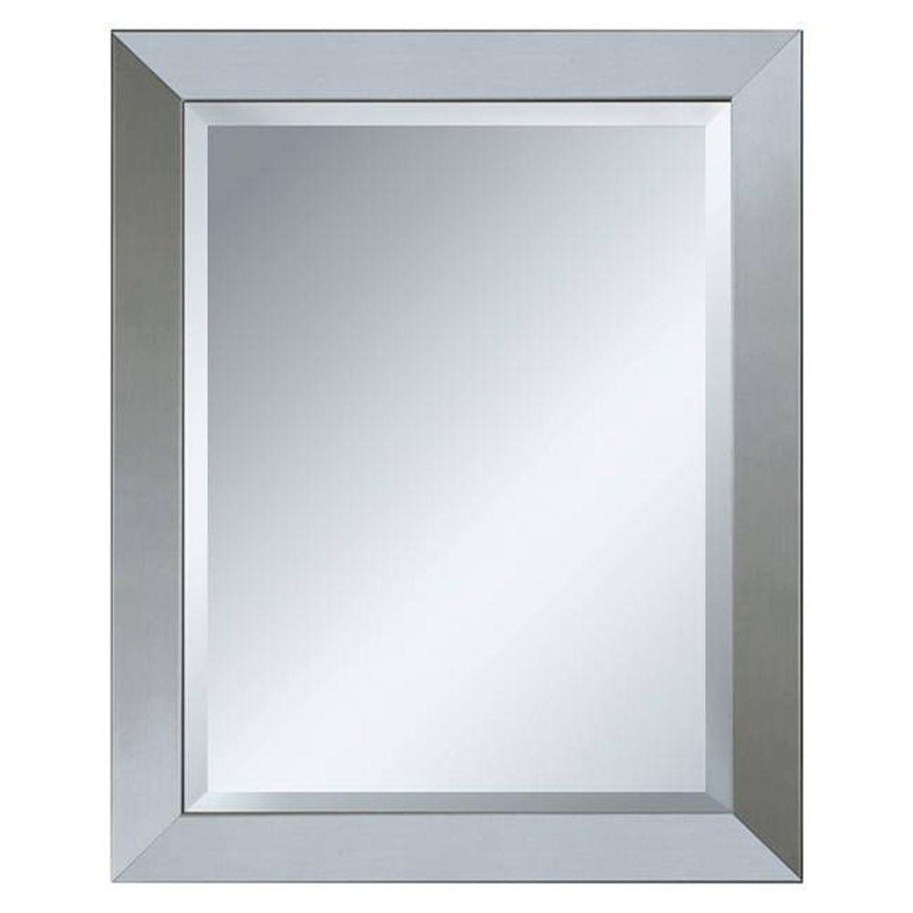 Well Known Hogge Modern Brushed Nickel Large Frame Wall Mirrors Throughout Suddenly Brushed Nickel Wall Mirror Loree Fini # (View 12 of 20)