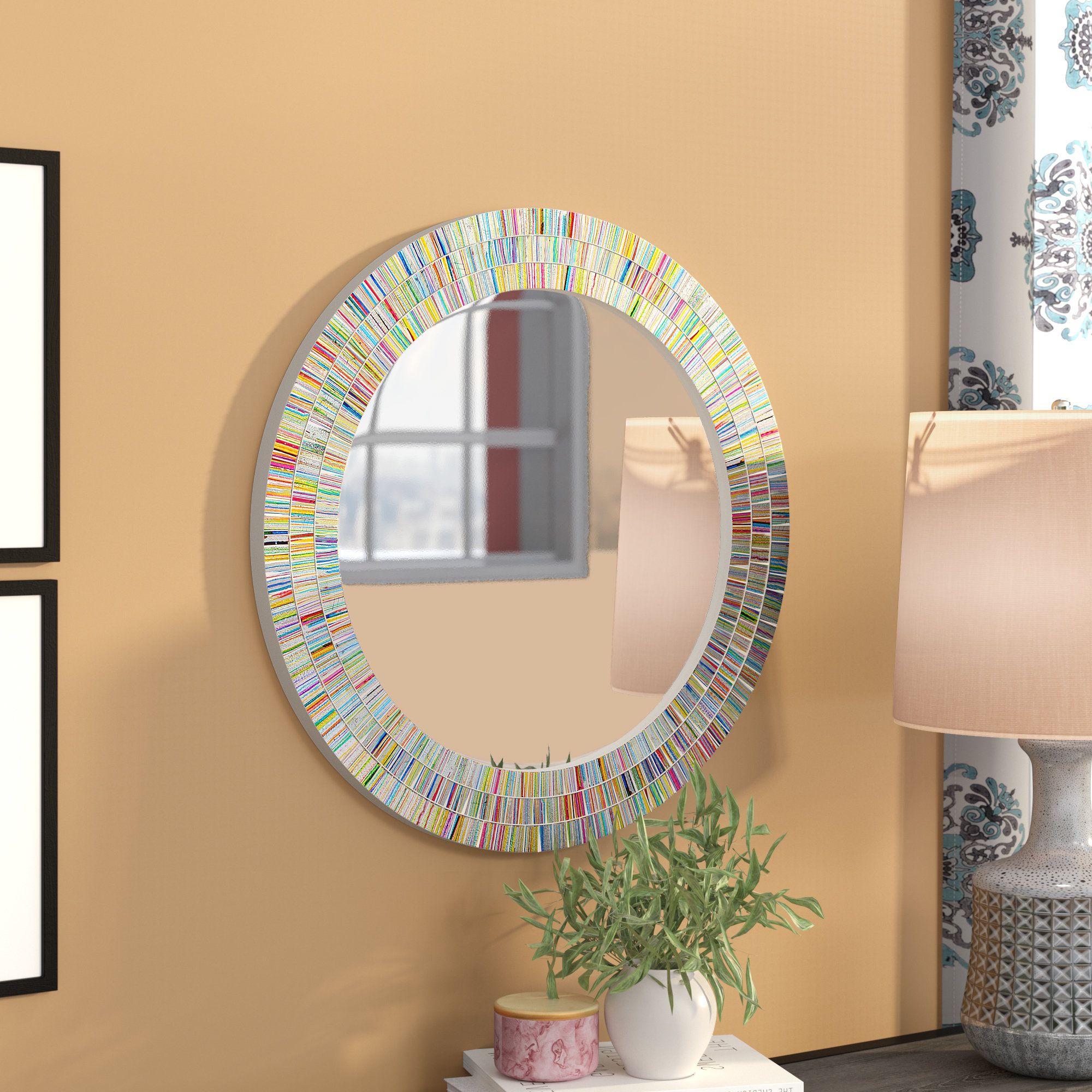 Well Known Hussain Tile Accent Wall Mirrors Regarding Coleridge Round Rainbow Bathroom/vanity Wall Mirror (View 9 of 20)