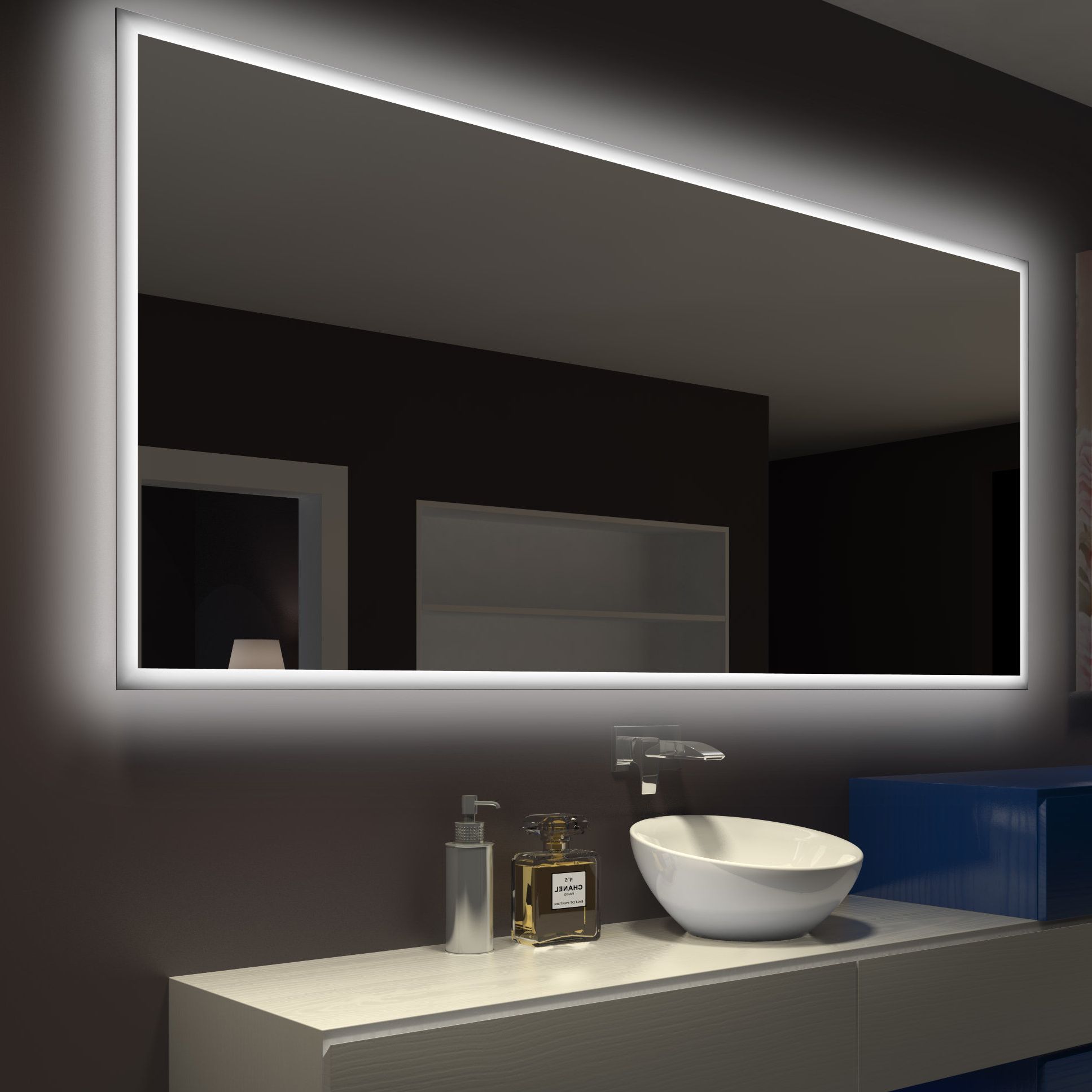 Well Known Rectangle Backlit Bathroom/vanity Wall Mirror Throughout Vanity Wall Mirrors (View 2 of 20)
