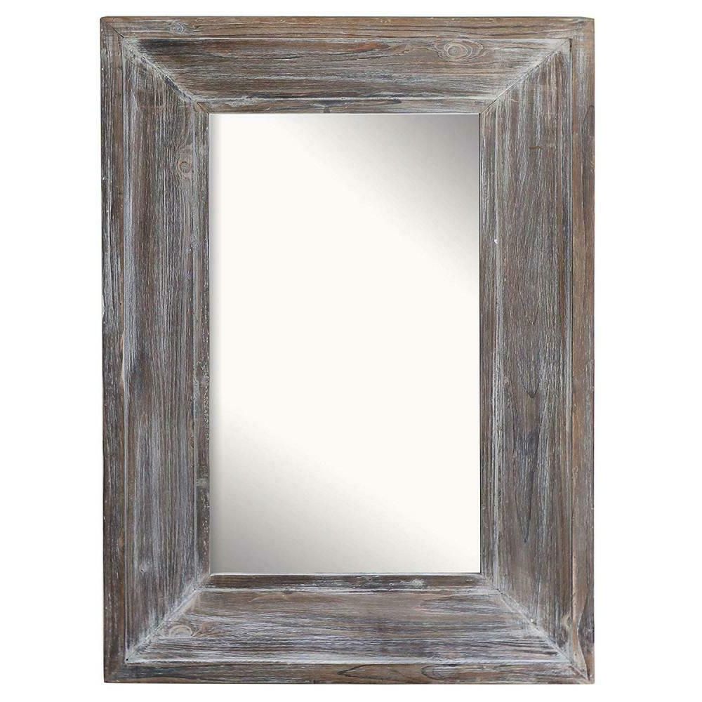 Well Known Rustic Wood Wall Mirrors For Wall Mirror Rustic Farmhouse Decor Distressed Wood Frame 36x24" Home  Bedroom New (View 17 of 20)