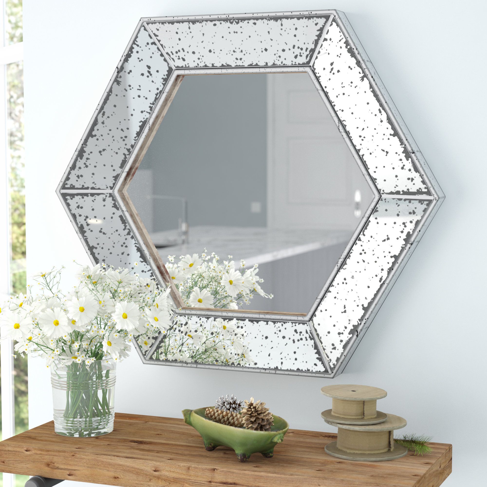 Well Liked Accent Mirrors Throughout Gia Hexagon Accent Mirror (View 8 of 20)