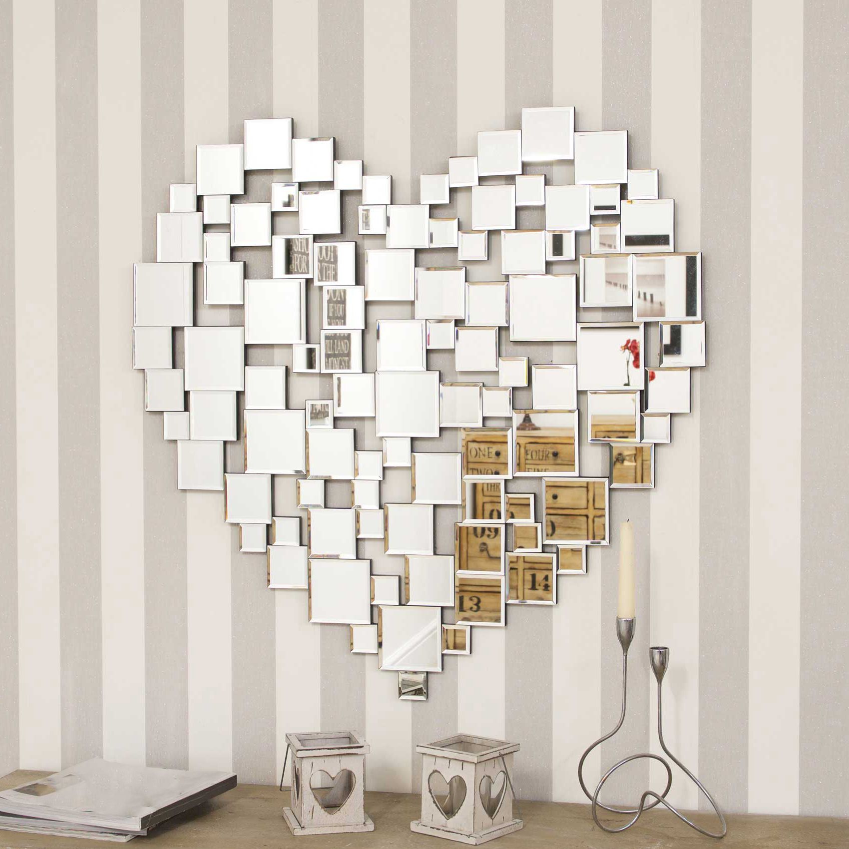 Well Liked Details About Stunning All Mirror Glass Heart Wall Mirror 80cm X 80cm Throughout Heart Wall Mirrors (View 1 of 20)