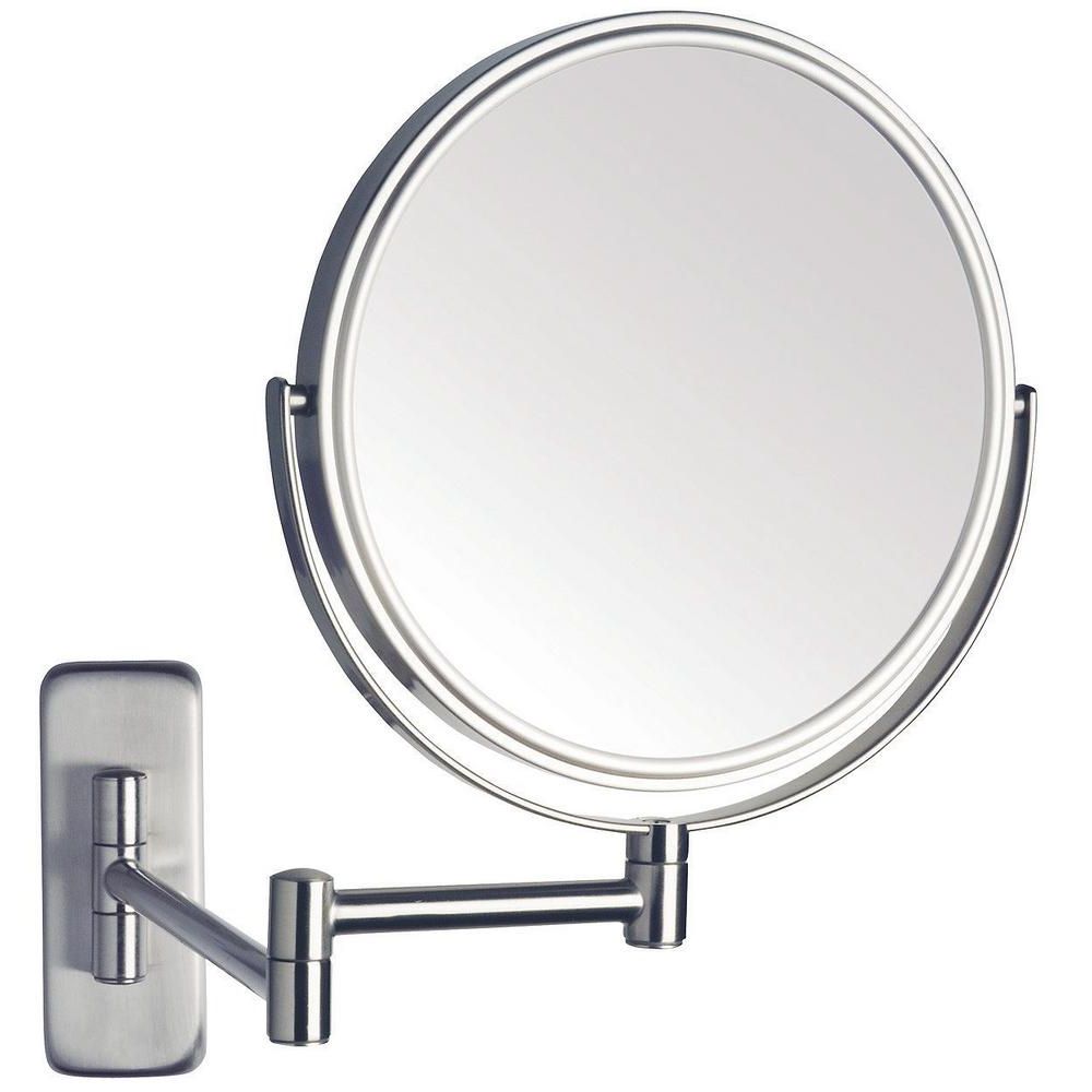 Well Liked Jerdon 8 In. Dia Single Wall Mounted Makeup Mirror In Nickel Pertaining To Magnifying Wall Mirrors (Photo 20 of 20)