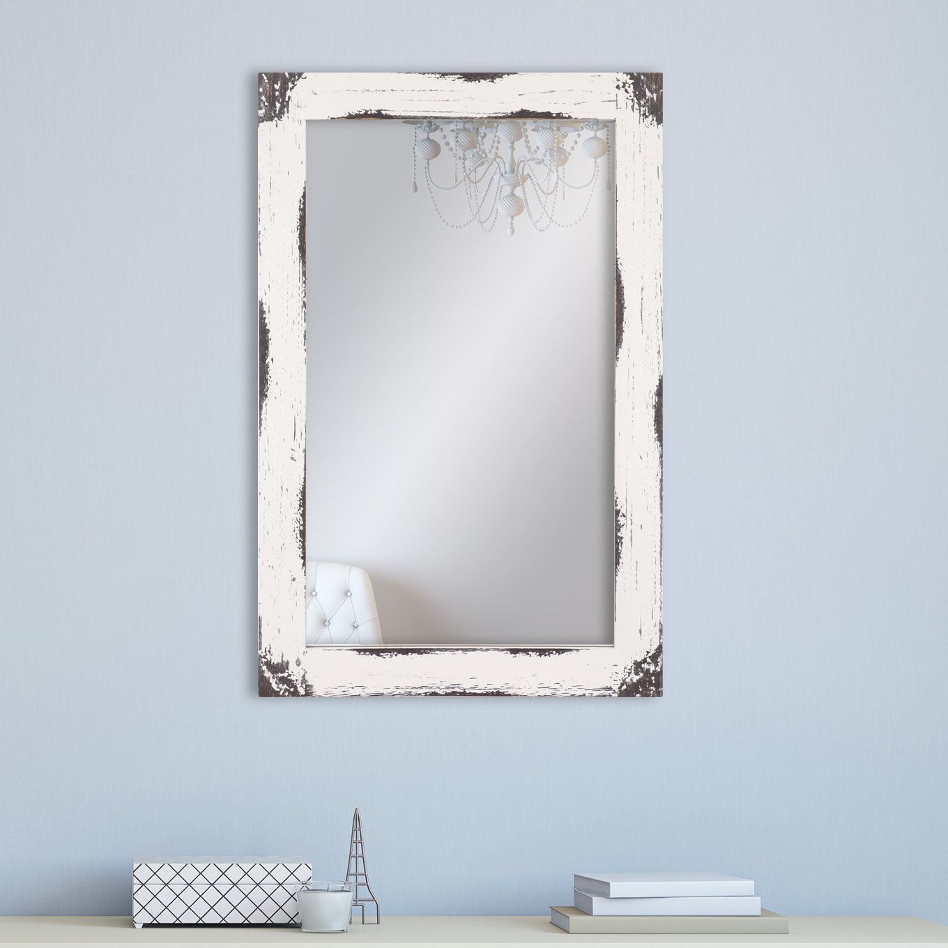 Well Liked Kist Farmhouse Wall Mirrors Regarding Tryphena Distressed Reclaimed Wall Mounted Mirror (View 12 of 20)