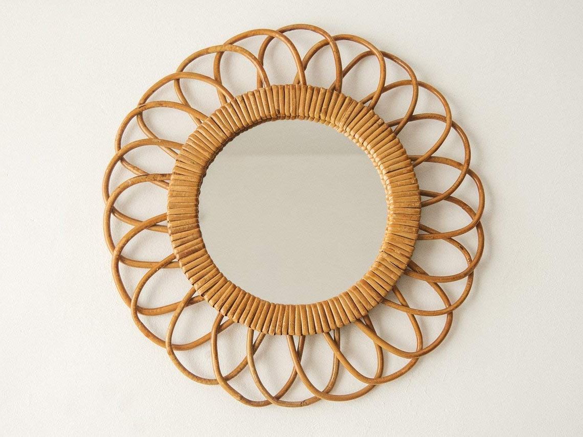 Widely Used Amazon: Sunburst Mirror, Rattan Mirror, Decorative In Small Round Decorative Wall Mirrors (View 16 of 20)