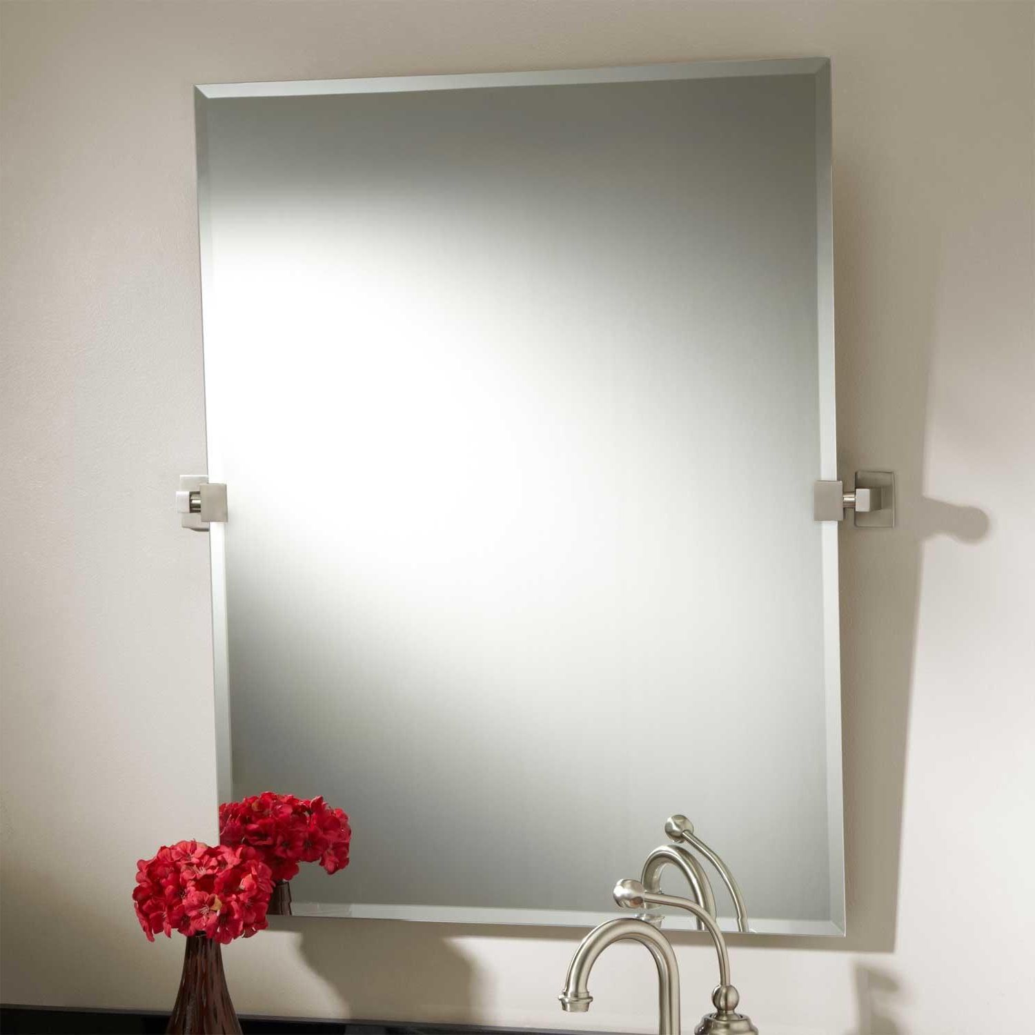 Widely Used Tilt Wall Mirrors Throughout Bathroom: 32 In Helsinki Rectangular Tilting Frameless (View 16 of 20)