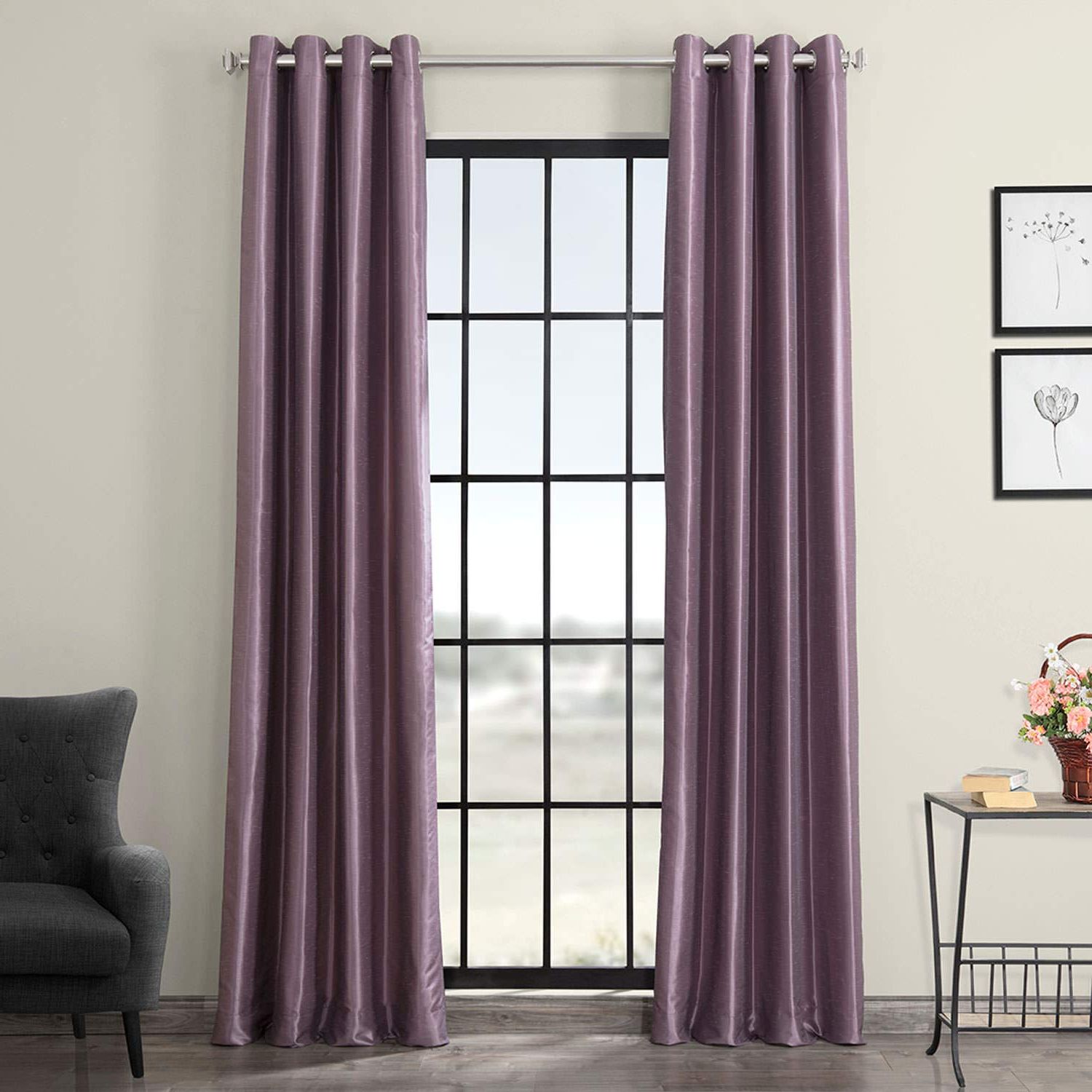 2021 Off White Vintage Faux Textured Silk Curtains Within Half Price Drapes Pdch Kbs11 84 Grbo Grommet Blackout Vintage Textured Faux  Dupioni Silk Curtain, Smokey Plum (View 18 of 20)