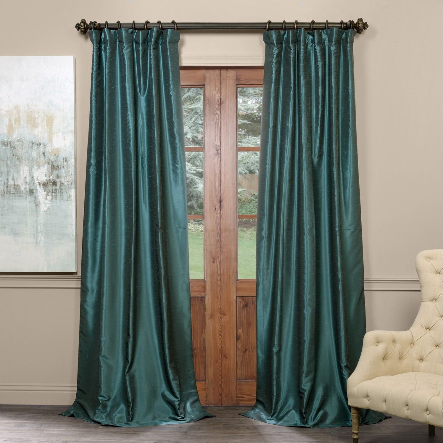 2021 Vintage Faux Textured Dupioni Silk Curtain Panels Regarding Exclusive Fabrics True Blackout Vintage Textured Faux Dupioni Silk Curtain  Panel (View 20 of 20)