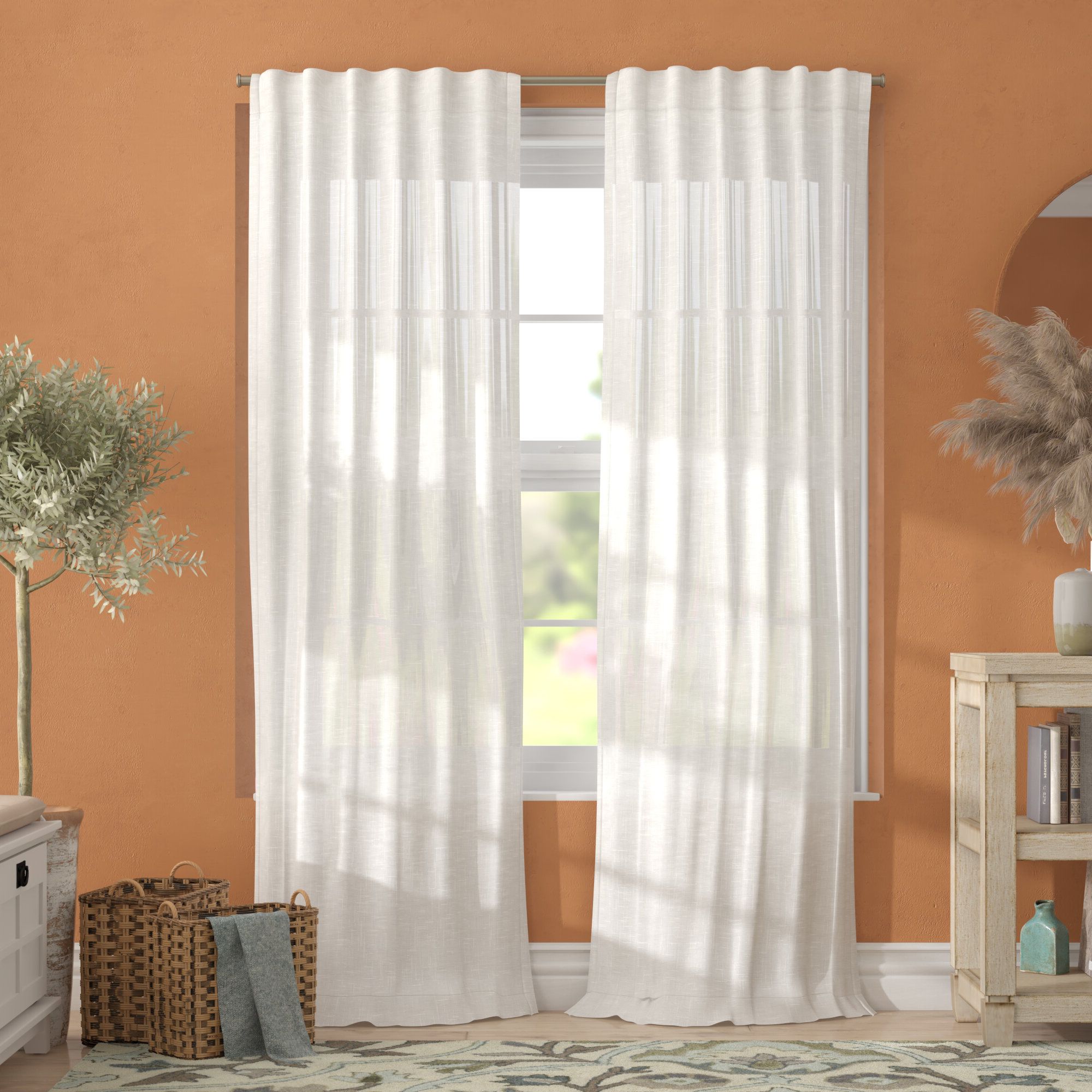 Alcott Hill Leon Solid Sheer Tab Top Curtain Panels Pertaining To 2021 Vue Elements Priya Tab Top Window Curtains (View 19 of 20)