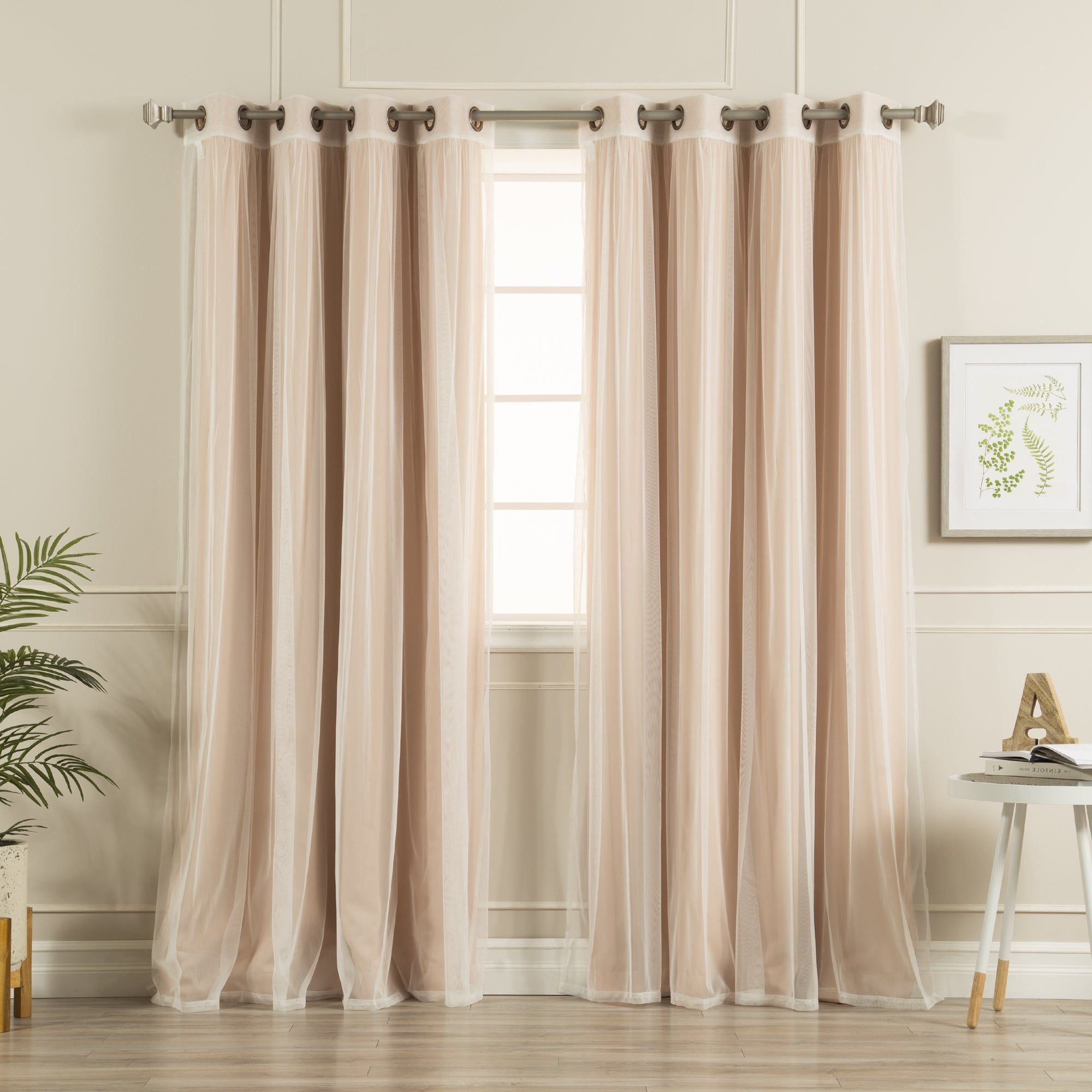 Aurora Home Mix And Match Blackout Tulle Lace Sheer 4 Piece Curtain Panel  Set Regarding Current Mix And Match Blackout Tulle Lace Sheer Curtain Panel Sets (View 7 of 20)