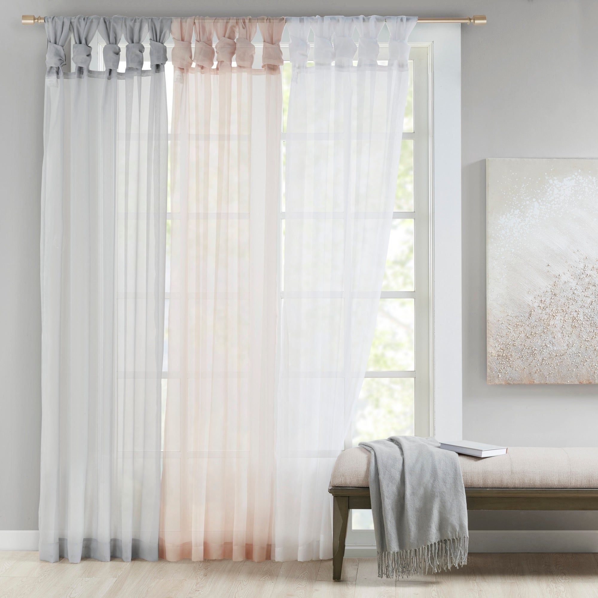 Best And Newest Elowen White Twist Tab Voile Sheer Curtain Panel Pairs Regarding Madison Park Elowen White Twist Tab Voile Sheer Curtain Panel Pair (View 1 of 20)