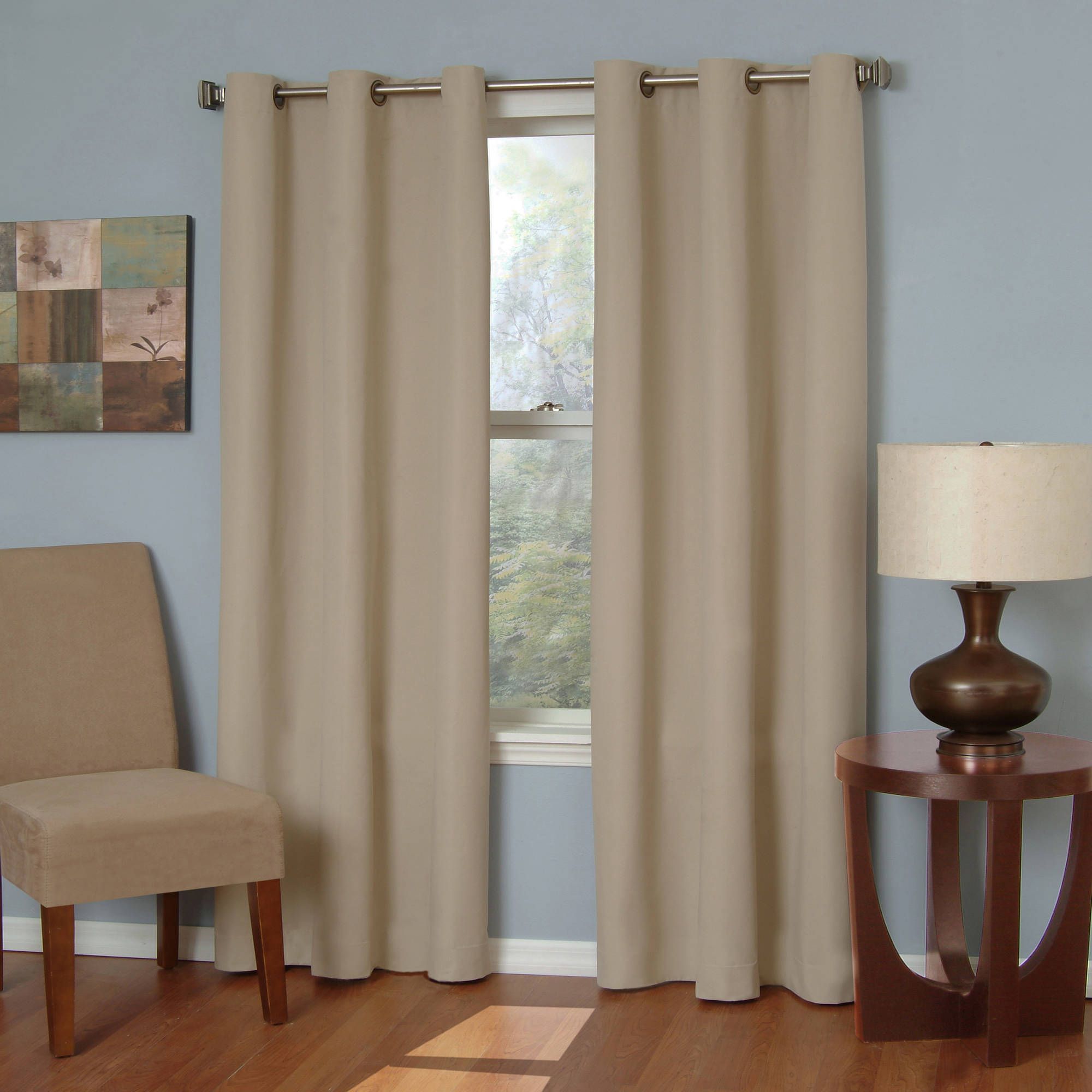 Best And Newest Ultimate Blackout Short Length Grommet Curtain Panels Regarding Eclipse Microfiber Energy Efficient Grommet Blackout Curtain Panel (View 17 of 20)