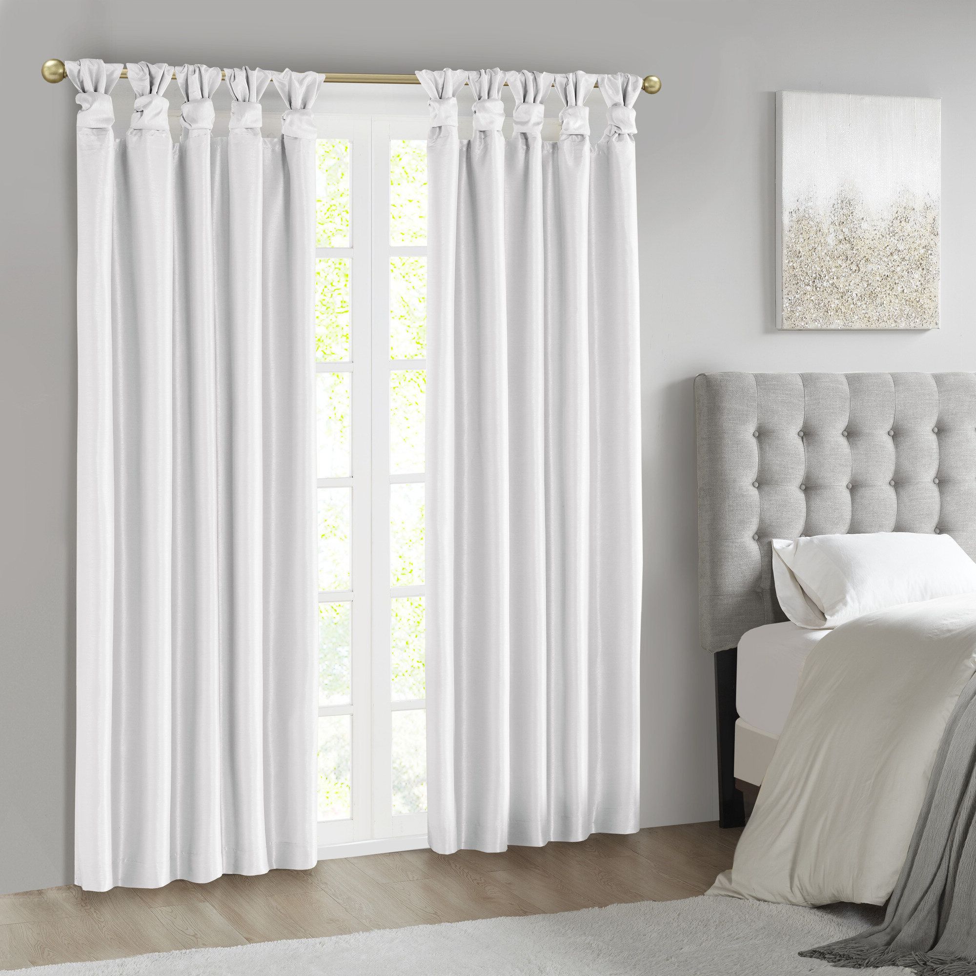 Campbelltown Solid Color Blackout Tab Top Single Curtain Panel Regarding Popular Knotted Tab Top Window Curtain Panel Pairs (View 17 of 20)