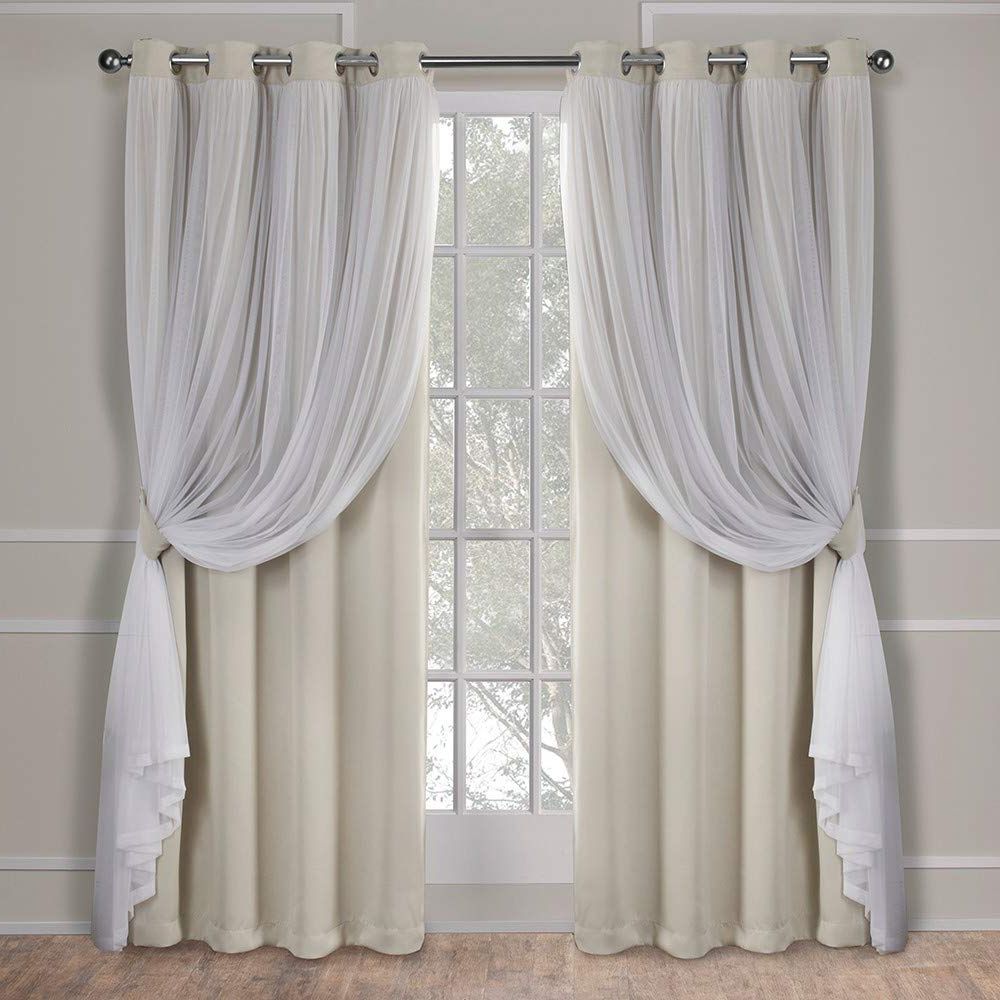 Catarina Layered Curtain Panel Pairs With Grommet Top For Latest Exclusive Home Curtains Catarina Layered Solid Blackout And Sheer Window  Curtain Panel Pair With Grommet Top, 52x84, Sand, 2 Piece (View 1 of 20)