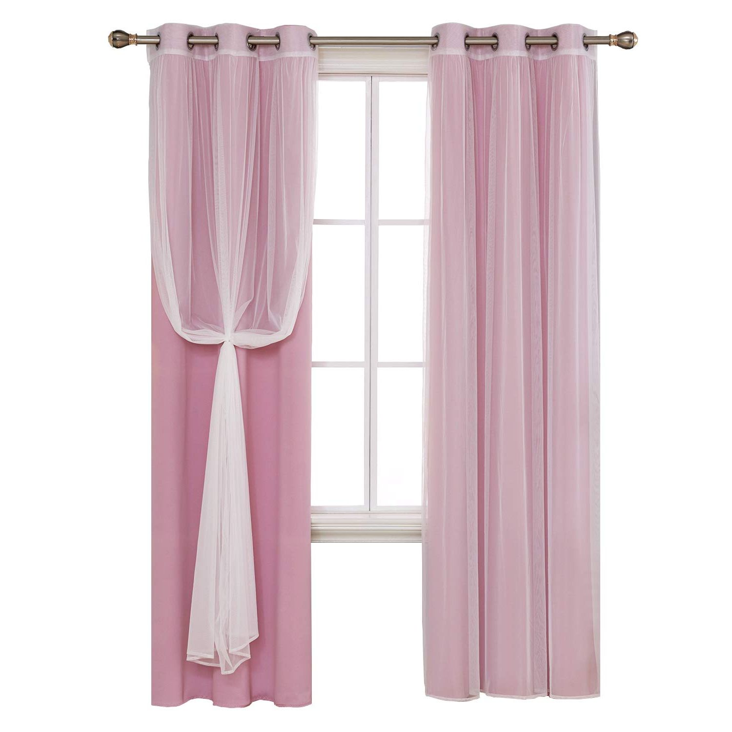 Deconovo Grommet Top Mix And Match Thermal Insulted Blackout Curtains Sets  With 2 Blackout Curtains And 2 Tulle White Sheer Panels For Living Room 38 Throughout Well Known Mix And Match Blackout Blackout Curtains Panel Sets (View 11 of 20)
