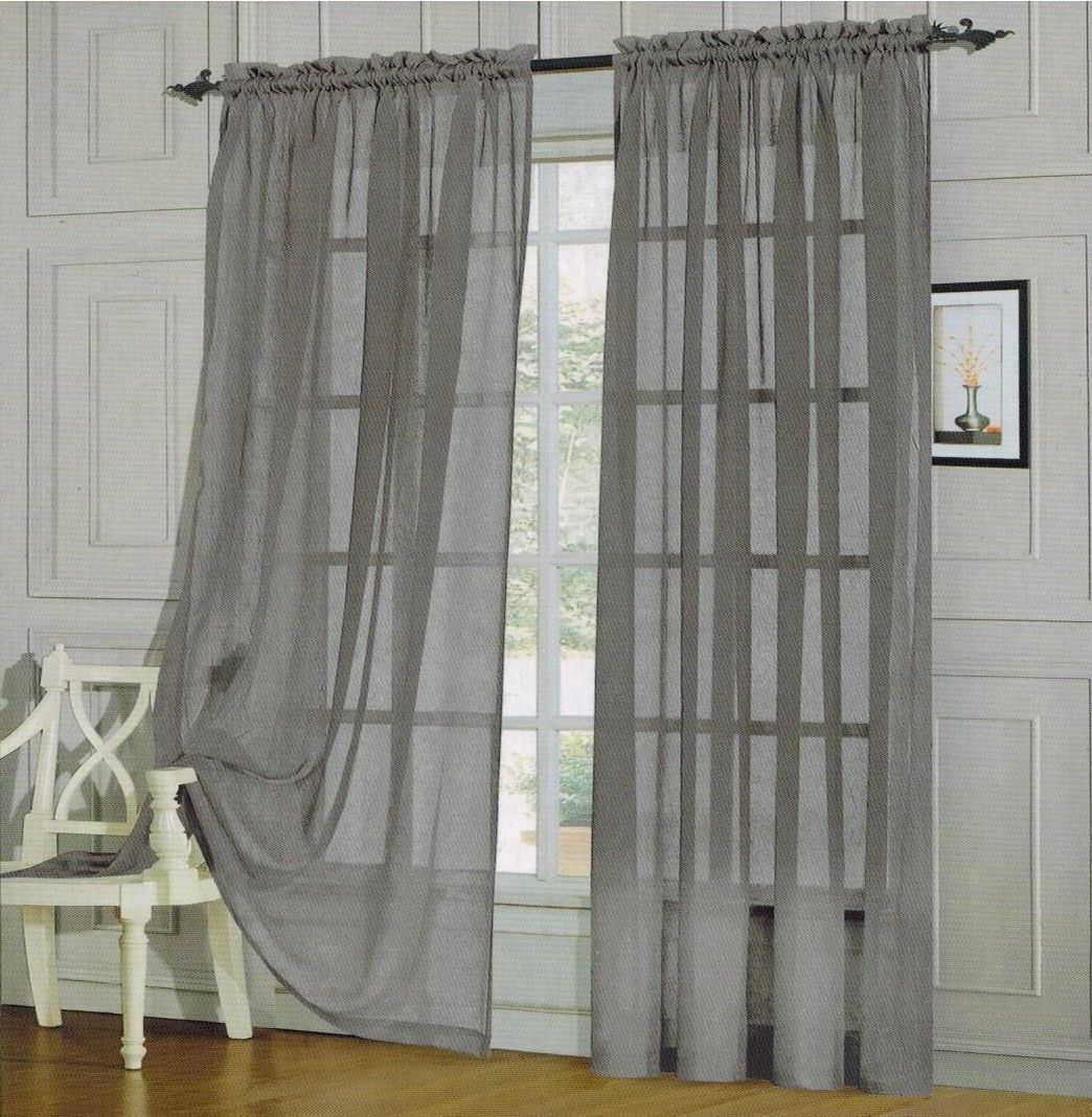 Elegant Comfort 2 Piece Solid Sheer Window Curtains, 60 X 84 Inch, Silver Pertaining To Favorite Elegant Comfort Window Sheer Curtain Panel Pairs (View 1 of 20)
