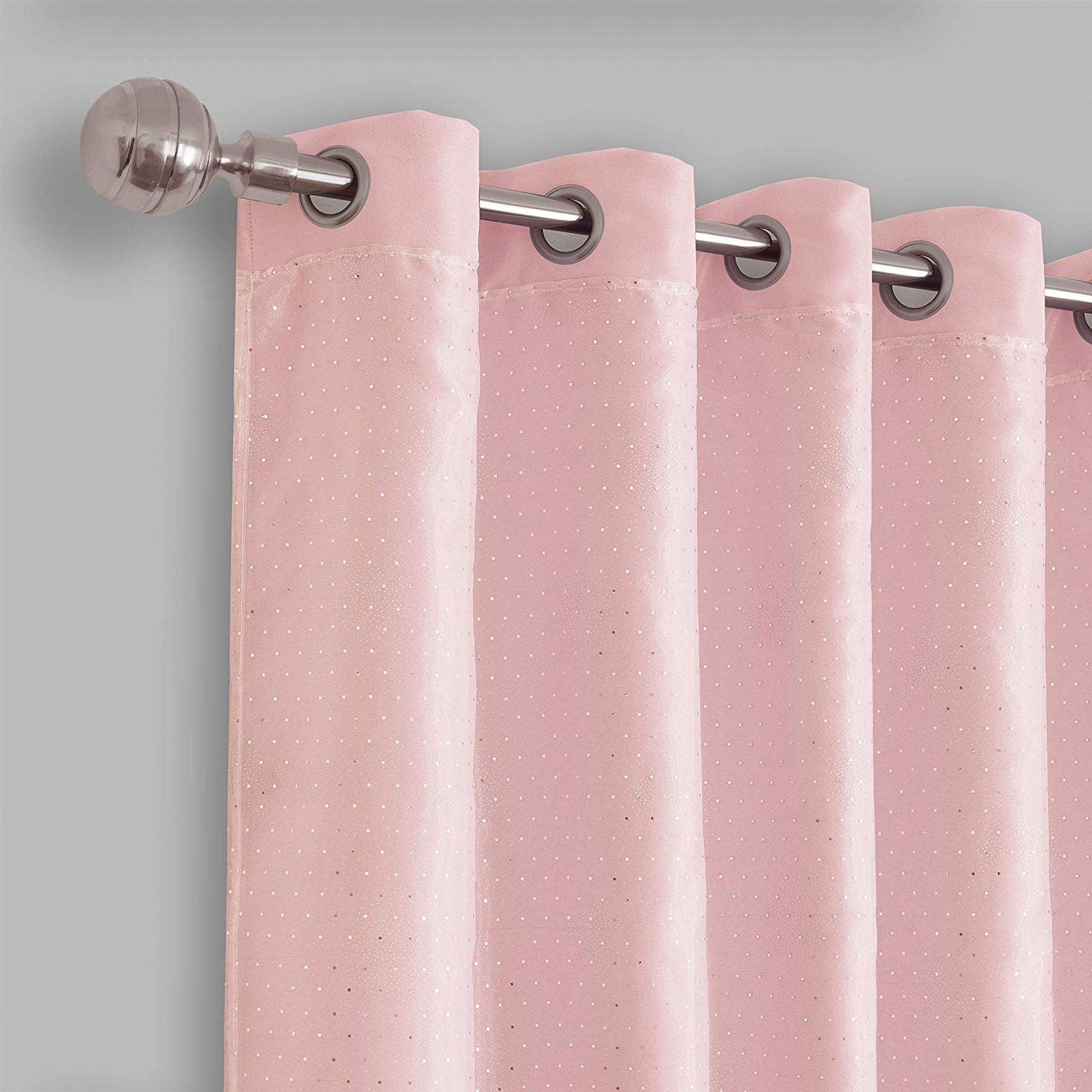 Elrene Aurora Kids Room Darkening Layered Sheer Curtains Intended For Most Recently Released Elrene Home Fashions Aurora Single Solid With Sheer Overlay Room Darkening  Window Curtain Panel 52" W X 108" L (1), Soft Pink (View 6 of 20)