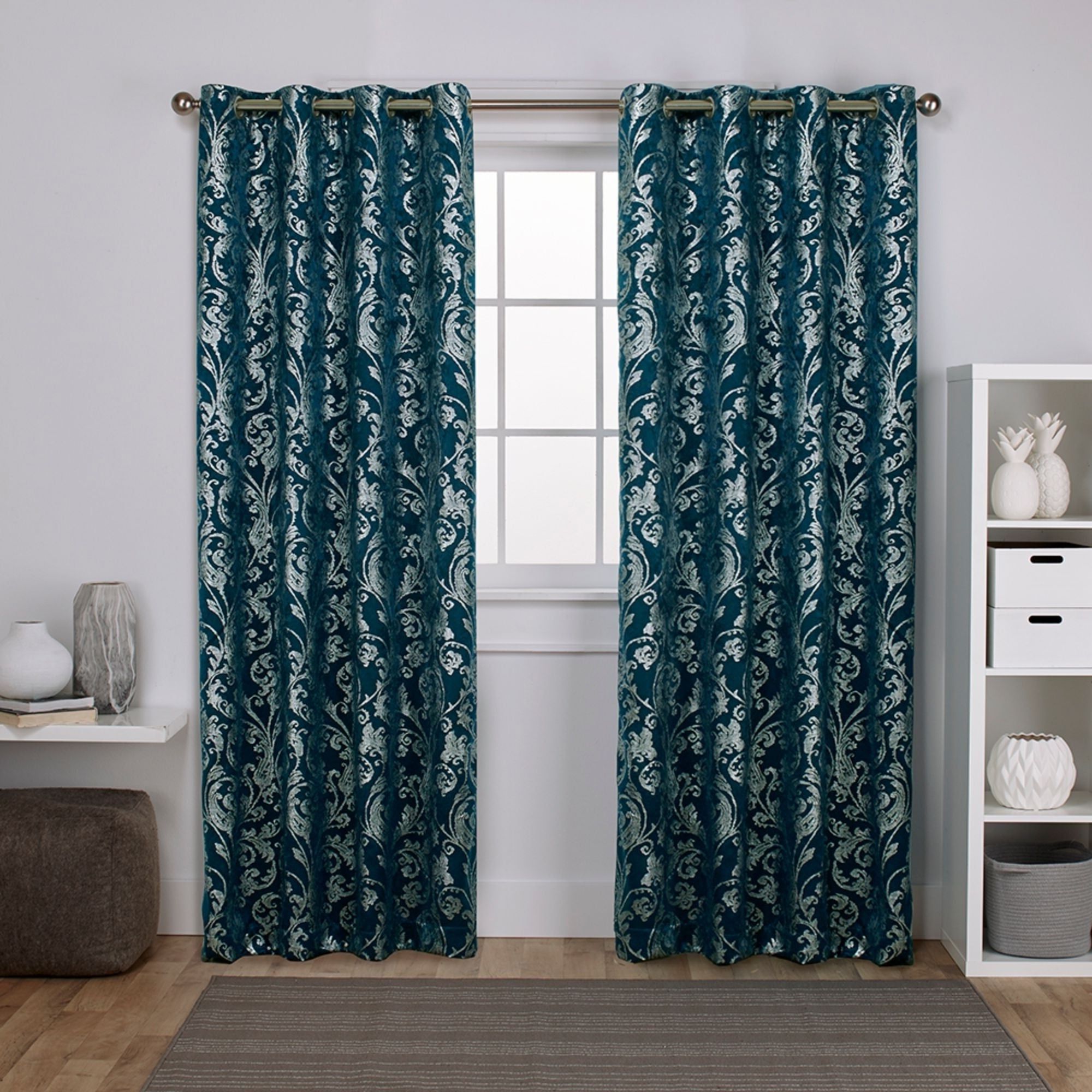 Embossed Thermal Weaved Blackout Grommet Drapery Curtains For Most Recent Ati Home Watford Metallic Blackout Grommet Top Curtain Panel Pair (View 13 of 20)