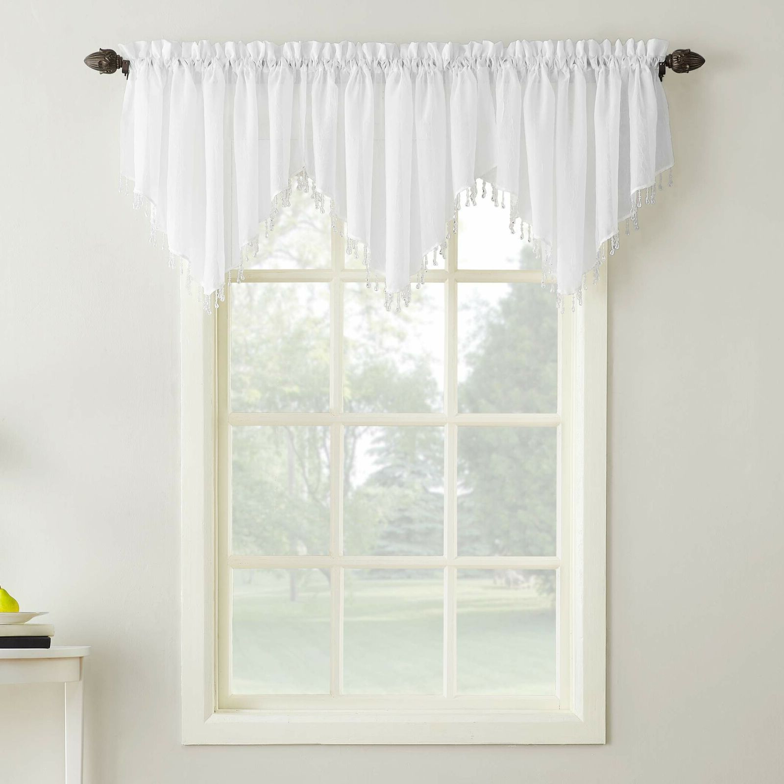Erica Crushed Sheer Voile Grommet Curtain Panels With Regard To Famous Erica Crushed Sheer Voile Ascot Beaded Curtain Valance 51 X 24 White (View 15 of 20)