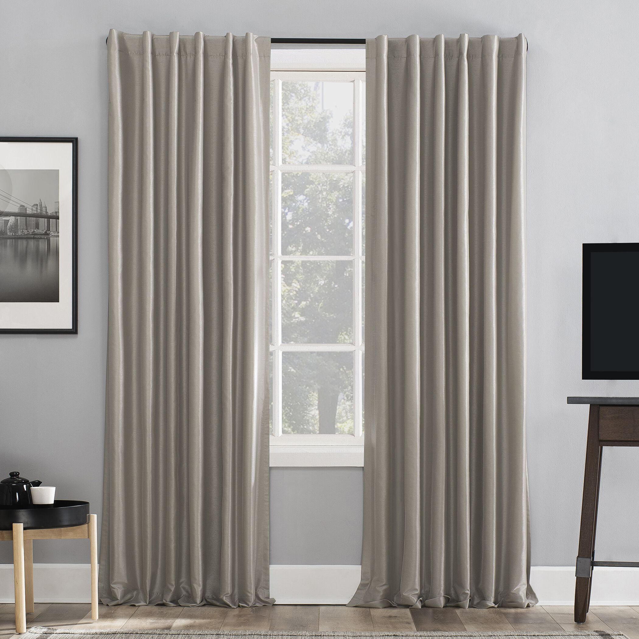 Evelina Faux Dupioni Silk Extreme Solid Max Blackout Thermal Tab Top Single  Curtain Panel Throughout Best And Newest Evelina Faux Dupioni Silk Extreme Blackout Back Tab Curtain Panels (View 1 of 20)