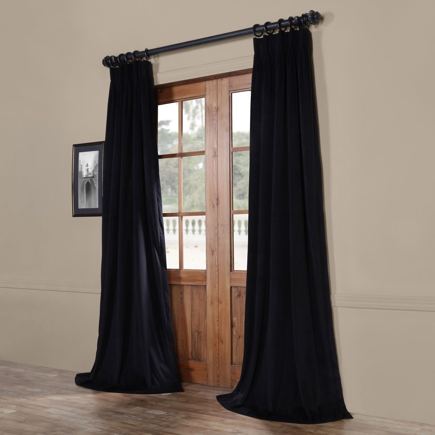 Exclusive Fabrics Signature Pinch Pleated Blackout Solid Velvet Curtain  Panel Intended For 2021 Signature Pinch Pleated Blackout Solid Velvet Curtain Panels (View 1 of 20)