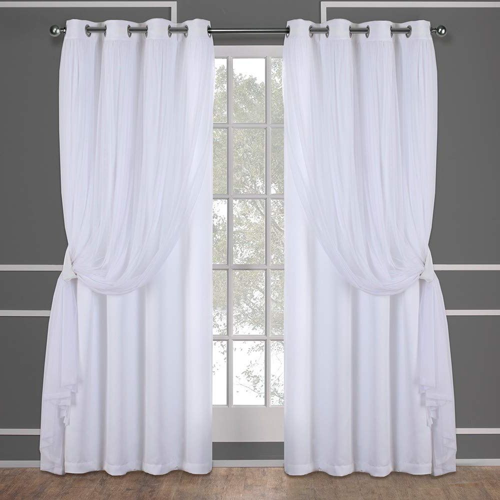 Exclusive Home Curtains Catarina Layered Solid Blackout And Sheer Window  Curtain Panel Pair With Grommet Top, 52x108, Winter White, 2 Piece Inside Most Up To Date Double Layer Sheer White Single Curtain Panels (View 15 of 20)