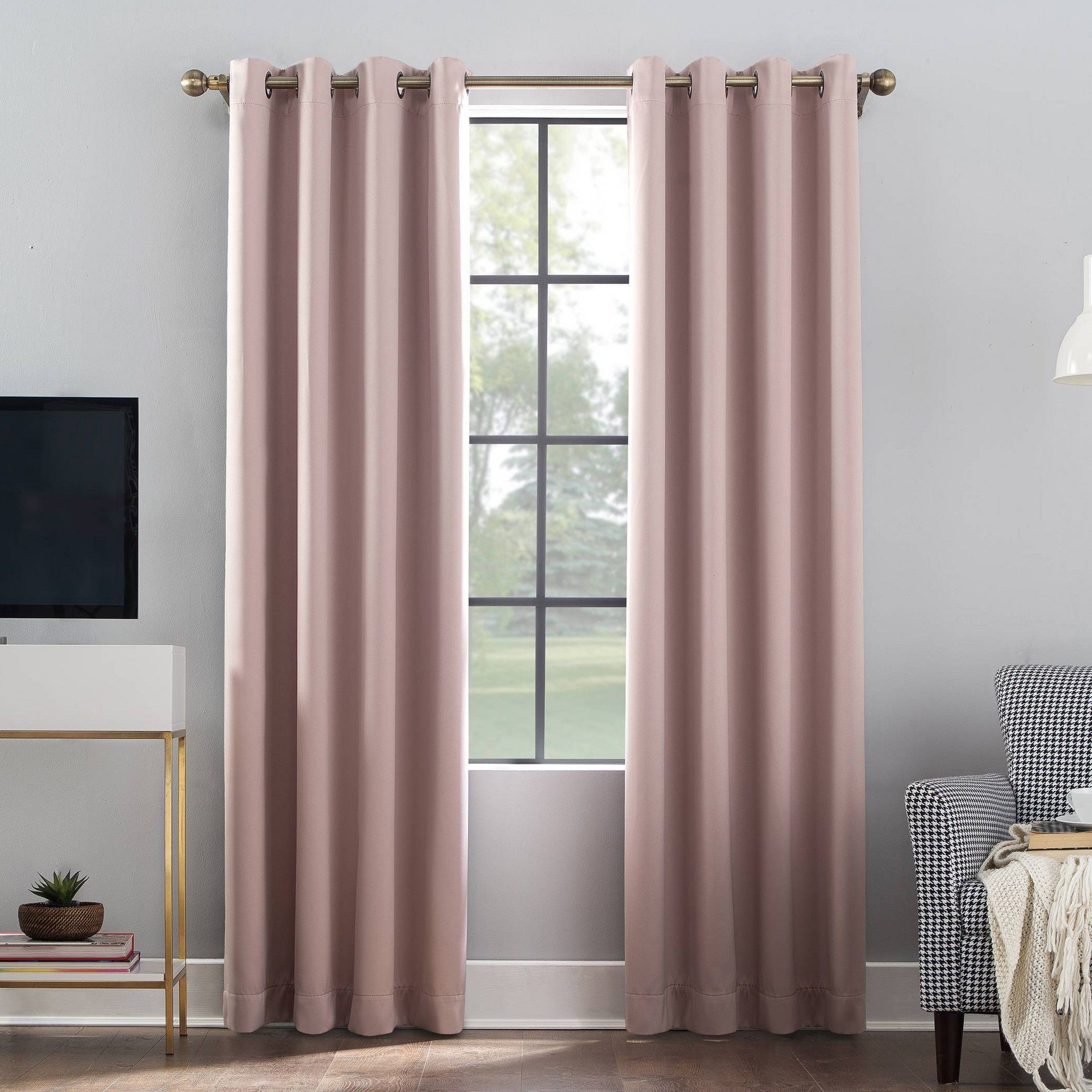 Famous 52"x95" Oslo Grommet Top Blackout Window Curtain Panel Blush In Riley Kids Bedroom Blackout Grommet Curtain Panels (View 18 of 20)