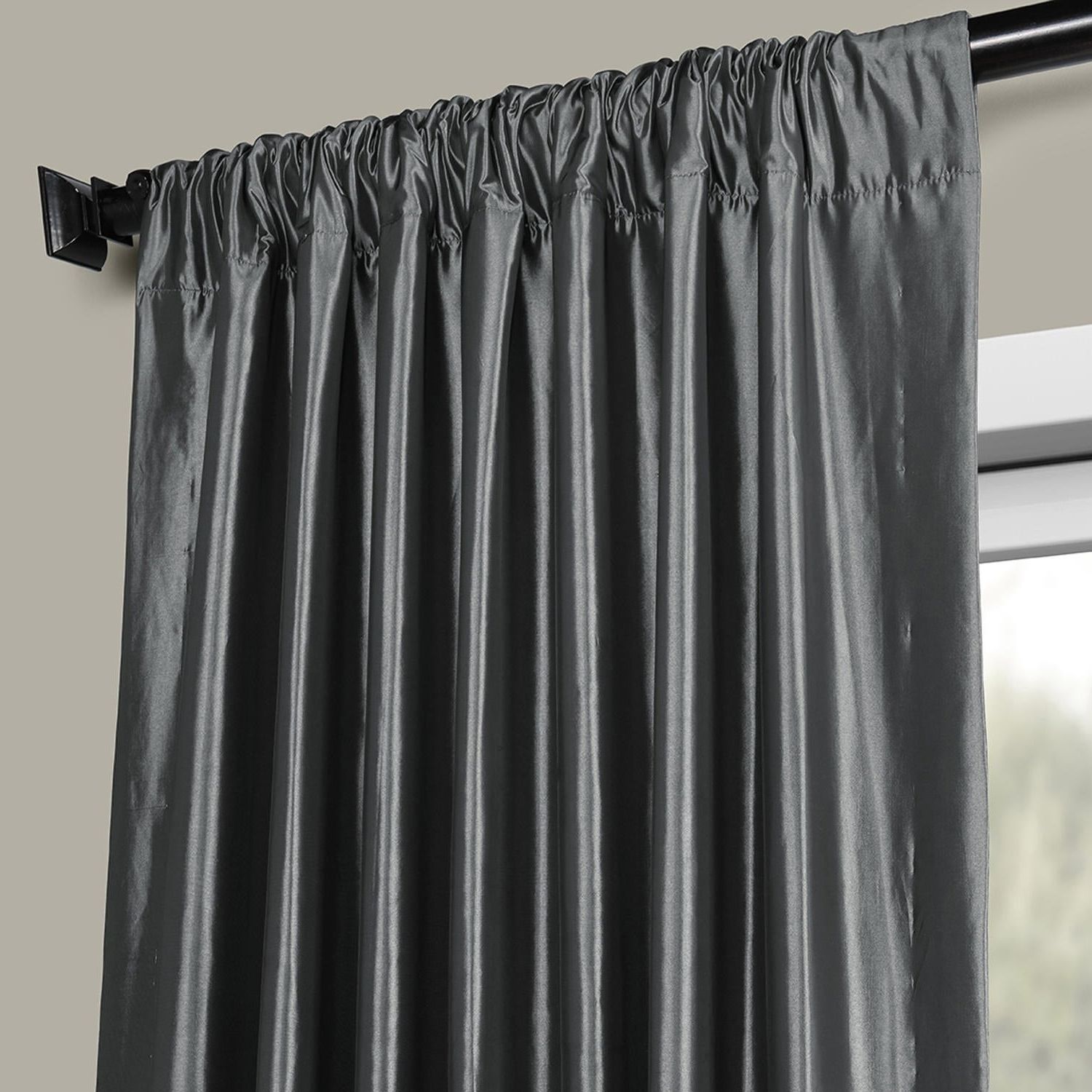 Faux Silk Taffeta Solid Blackout Single Curtain Panels Within Recent Faux Silk Taffeta Solid Blackout Single Curtain Panel (View 19 of 20)