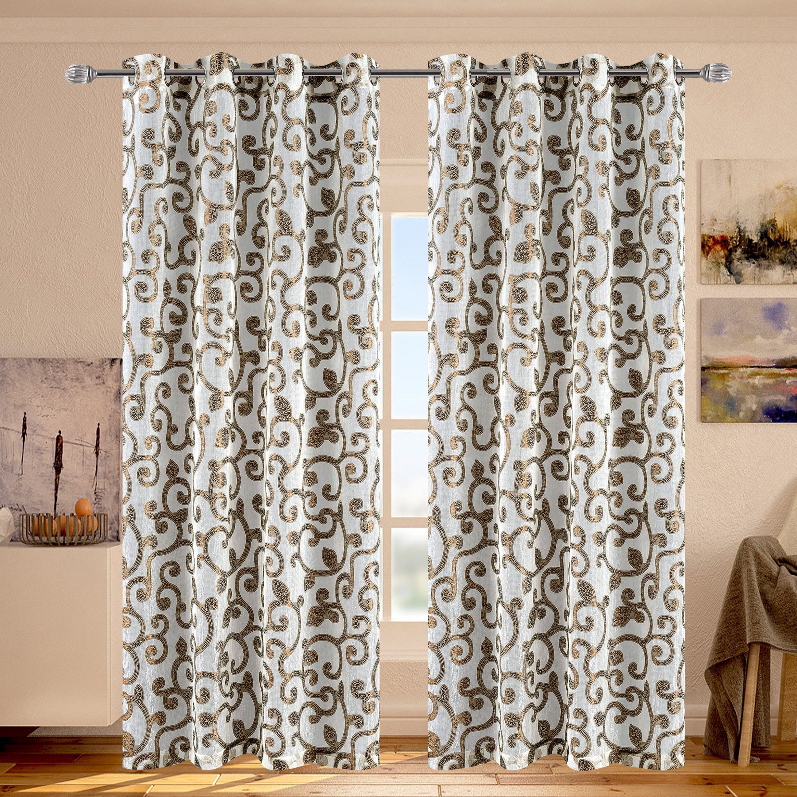 Favorite Ella Window Curtain Panels In Ella Geometric Sheer Grommet Single Curtain Panel (View 16 of 20)