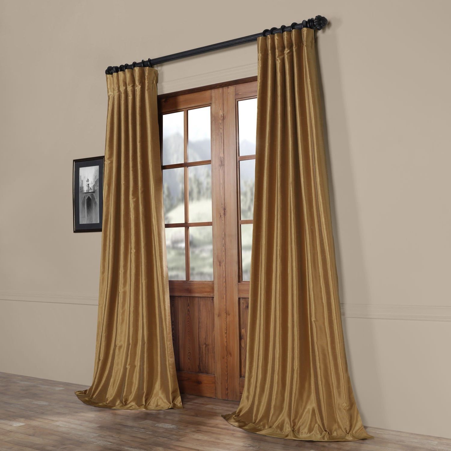 Favorite Exclusive Fabrics Flax Gold Vintage Faux Textured Dupioni Silk Single  Curtain Panel With Regard To Flax Gold Vintage Faux Textured Silk Single Curtain Panels (View 1 of 23)
