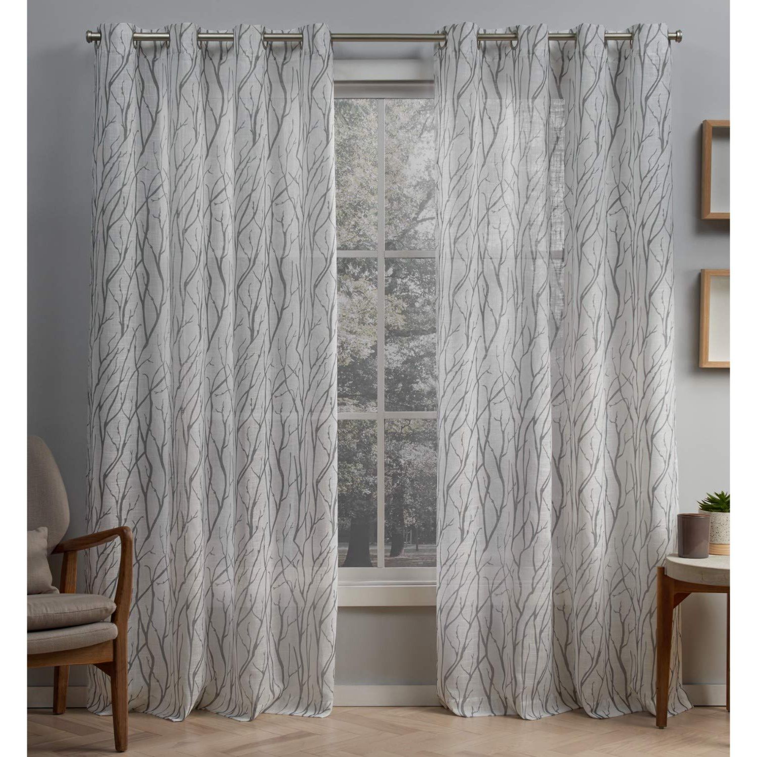 Favorite Exclusive Home Curtains Oakdale Motif Textured Linen Window Curtain Panel  Pair With Grommet Top, 54x84, Dove Grey, 2 Piece For Oakdale Textured Linen Sheer Grommet Top Curtain Panel Pairs (View 3 of 20)