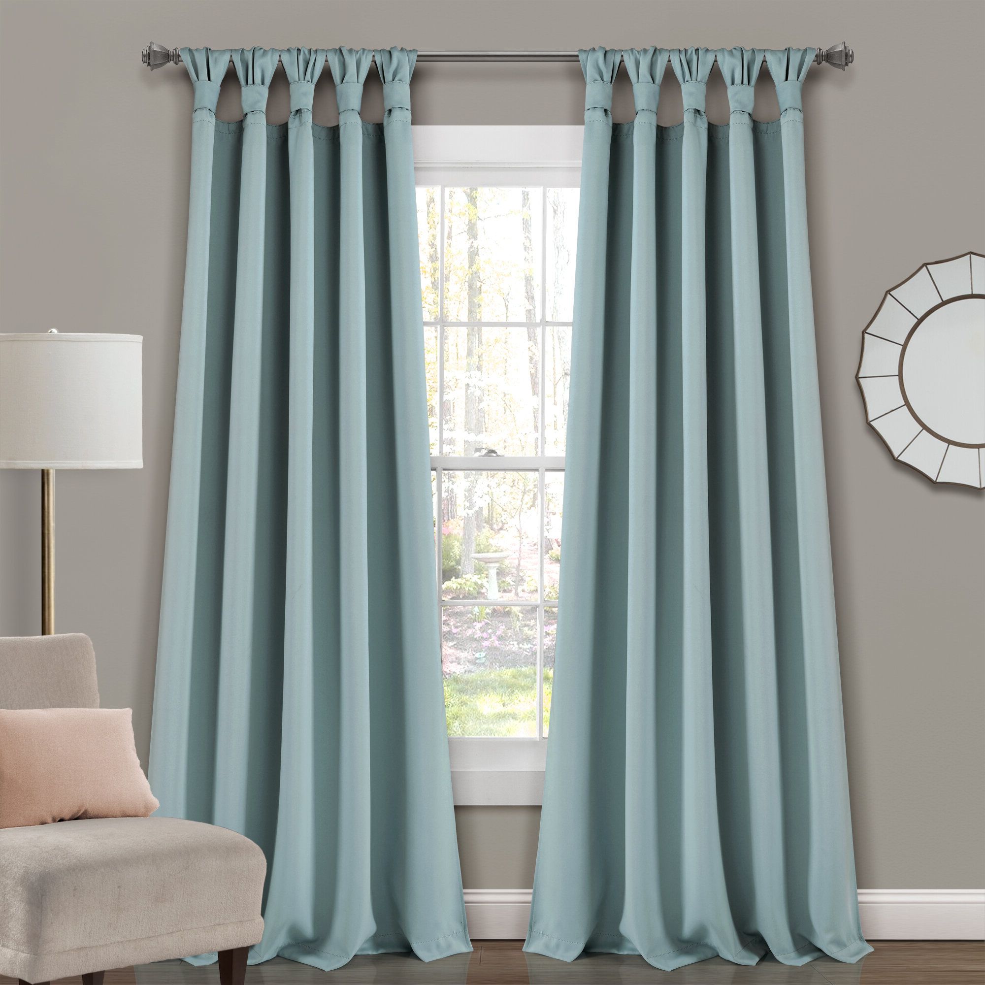 Guthridge Knotted Tab Top Solid Color Thermal Blackout Panel Pair With Regard To 2021 Knotted Tab Top Window Curtain Panel Pairs (View 10 of 20)
