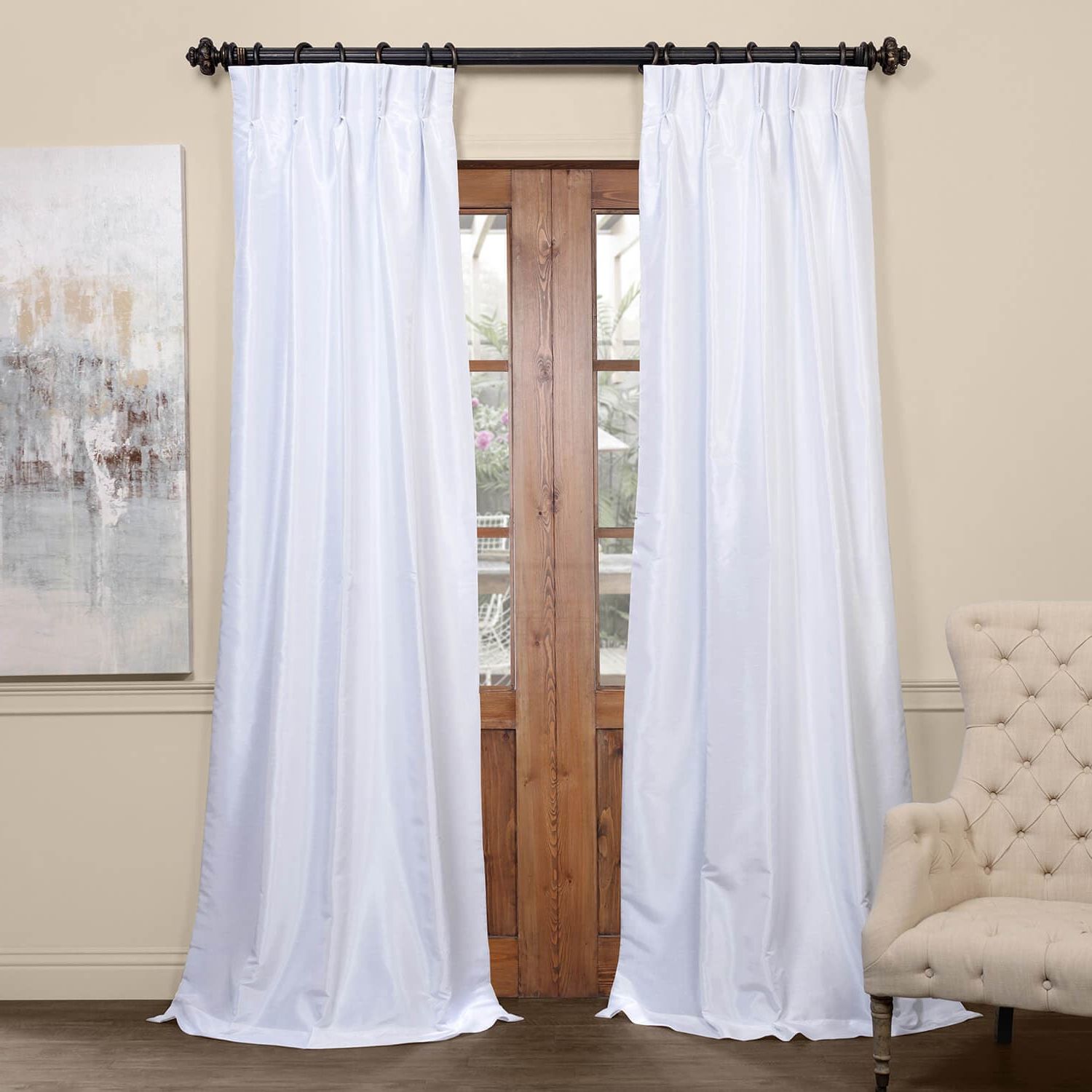 Ice Blackout Vintage Textured Faux Dupioni Pleated Curtain In Most Recent Ice White Vintage Faux Textured Silk Curtain Panels (View 9 of 20)