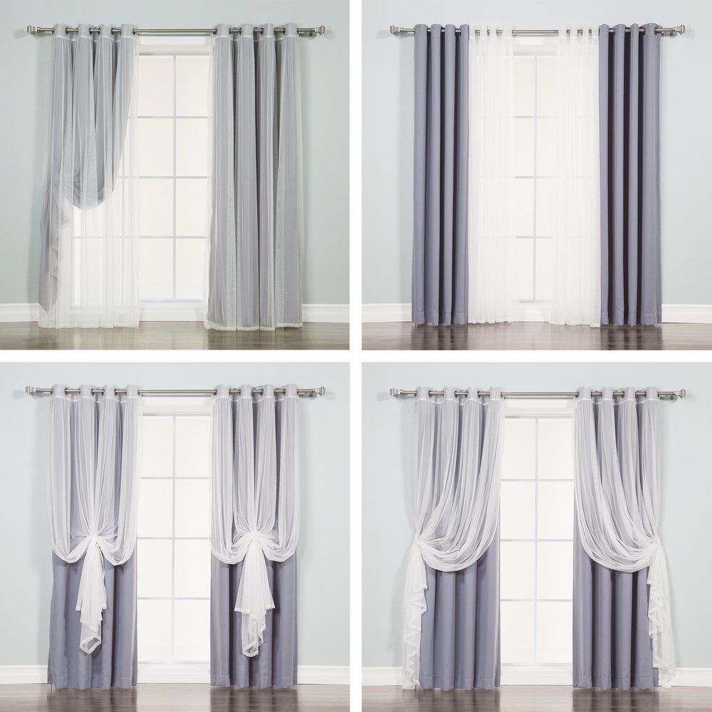 Mix & Match Blackout Tulle Lace Bronze Grommet Curtain Panel Sets Intended For 2020 Aurora Home Mix & Match Blackout Tulle Lace Bronze Grommet  (View 7 of 20)
