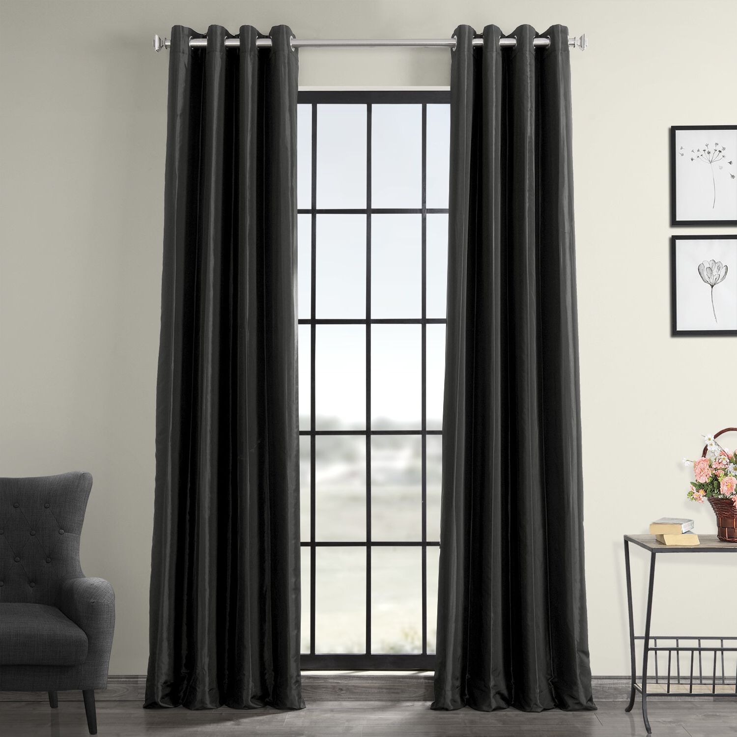 Most Current Clapham Solid Blackout Faux Silk Taffeta Thermal Rod Pocket Single Curtain  Panel With Faux Silk Taffeta Solid Blackout Single Curtain Panels (View 11 of 20)