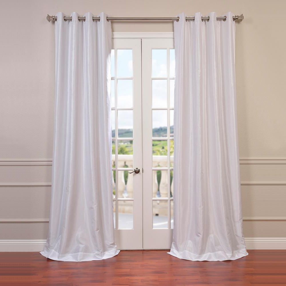 Most Recently Released Exclusive Fabrics & Furnishings Ice White Grommet Blackout Vintage Textured  Faux Dupioni Silk Curtain – 50 In. W X 108 In (View 21 of 23)