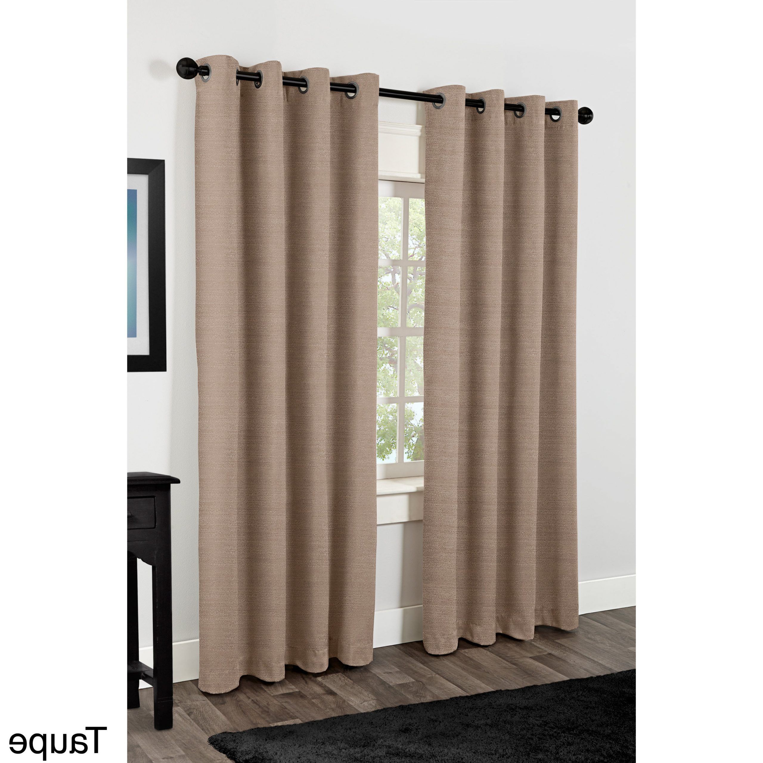 Most Recently Released Raw Silk Thermal Insulated Grommet Top Curtain Panel Pair – Taupe – 84  Inches (as Is Item) With Regard To Raw Silk Thermal Insulated Grommet Top Curtain Panel Pairs (View 6 of 20)