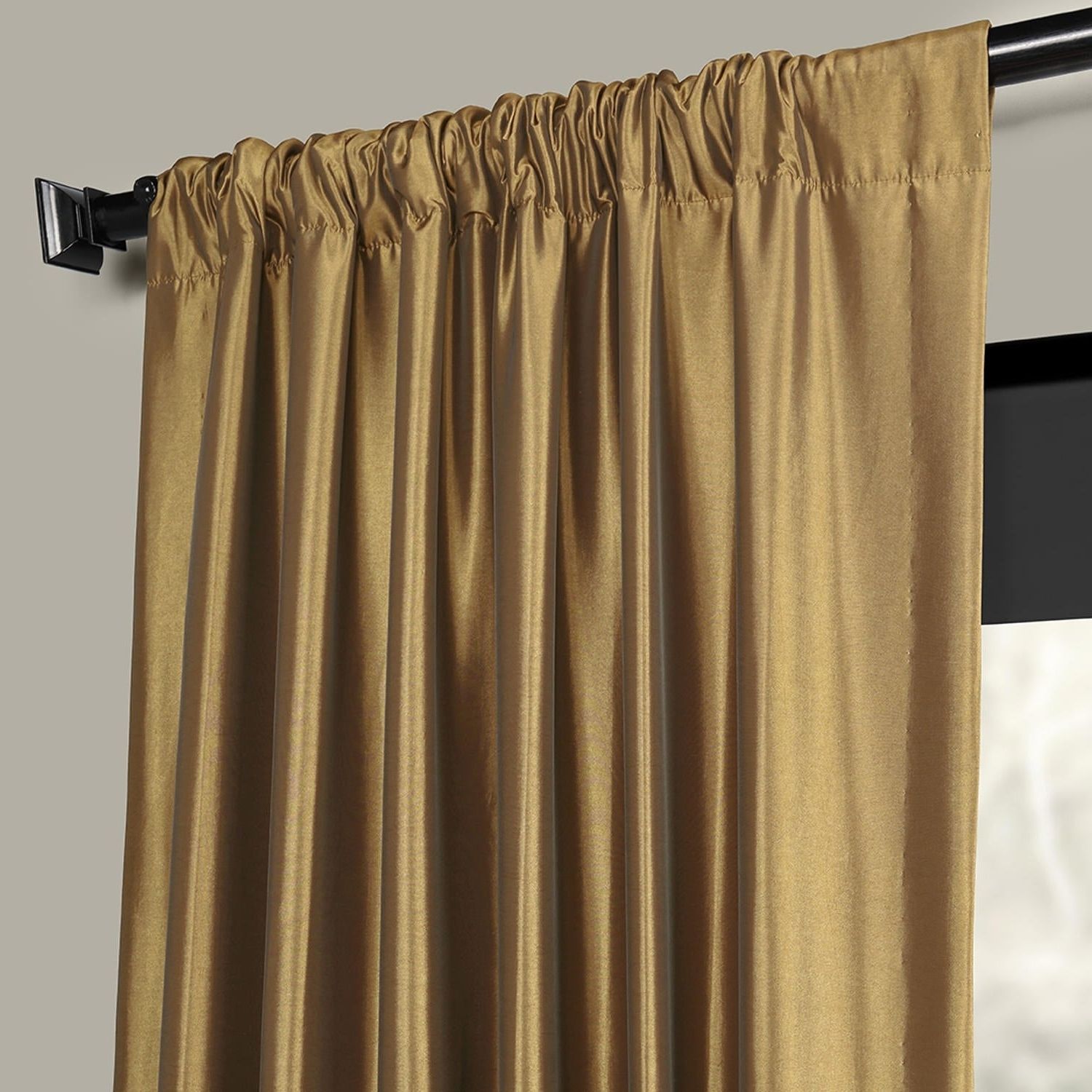 Most Up To Date Exclusive Fabrics Gold Nugget Faux Silk Taffeta Curtain Panel Inside Flax Gold Vintage Faux Textured Silk Single Curtain Panels (View 13 of 23)