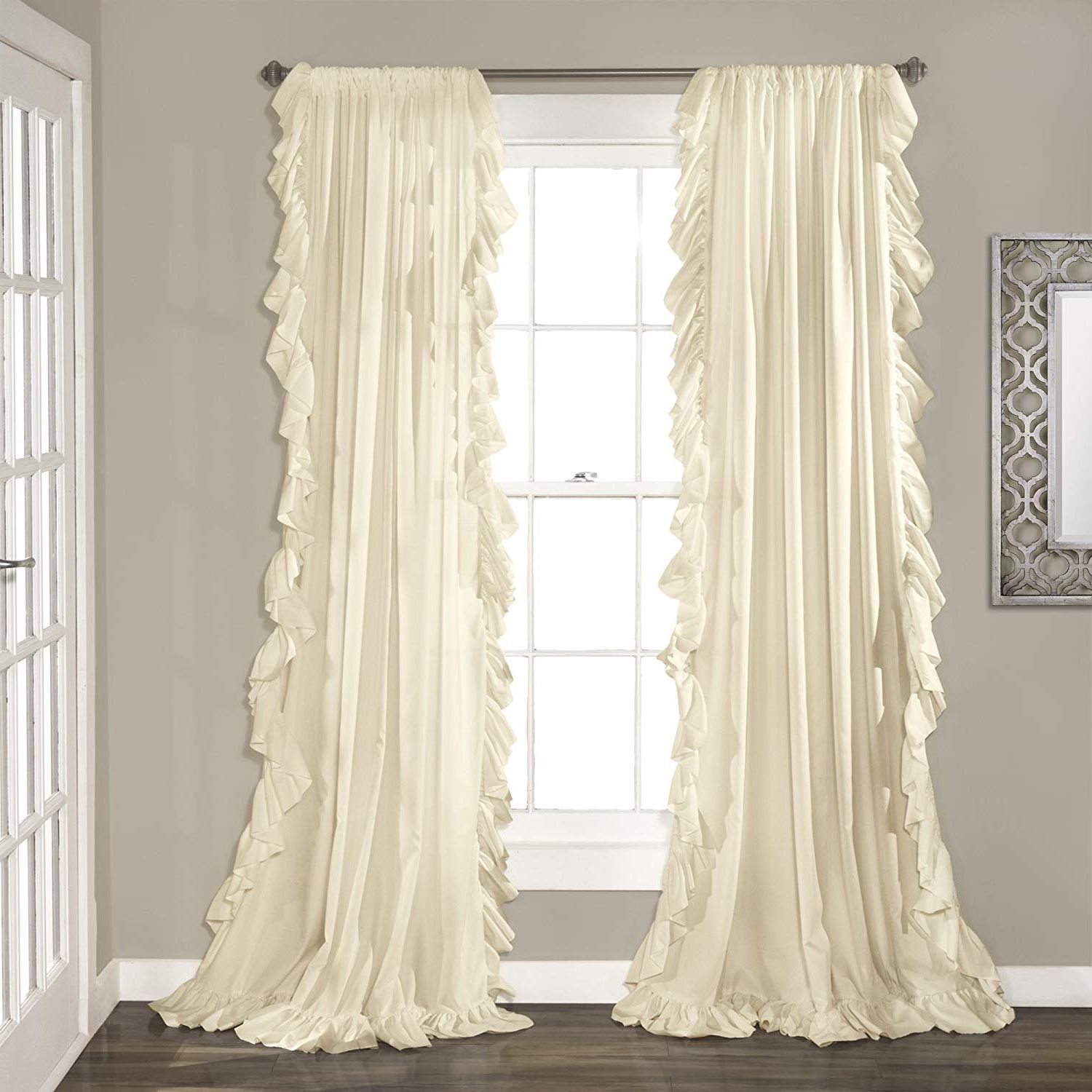 Most Up To Date Lush Decor Reyna Ivory Window Curtains Panel Set For Living, Dining Room,  Bedroom (pair), 95” X 54”, Pertaining To Ruffle Diamond Curtain Panel Pairs (View 20 of 20)
