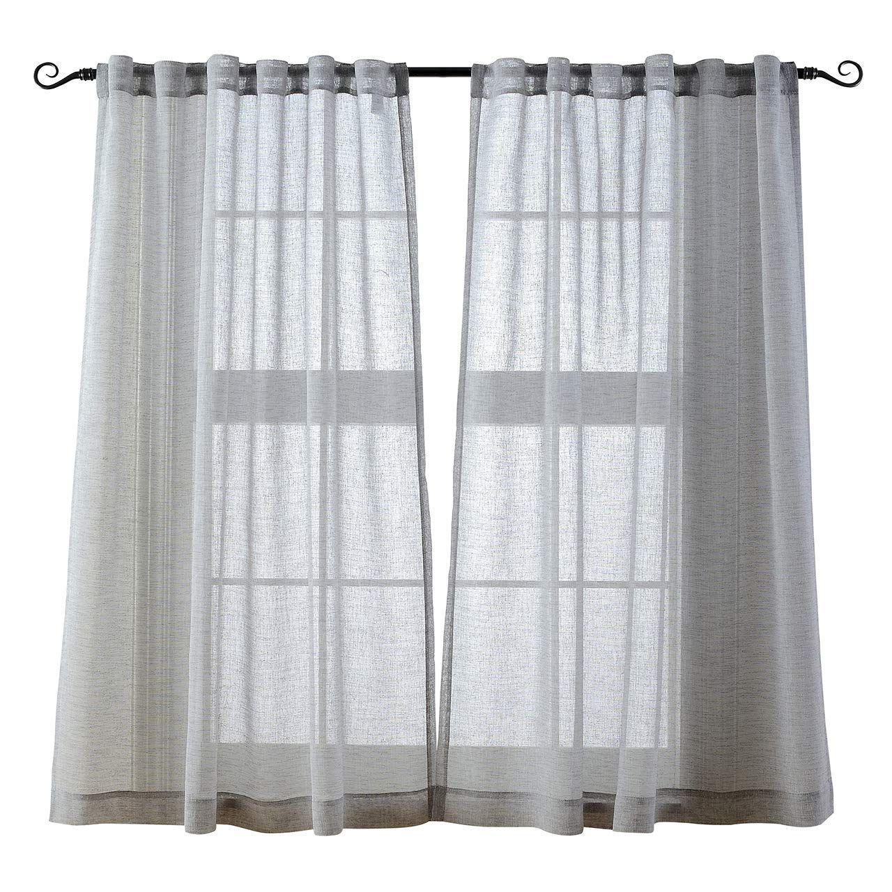 Mysky Home Linen Look Sheer Door Window Curtains For Bedroom/living Room,  (54 Inch Width X 63 Inch Length, Single Panel, Grey) Throughout Preferred Arm And Hammer Curtains Fresh Odor Neutralizing Single Curtain Panels (View 17 of 20)