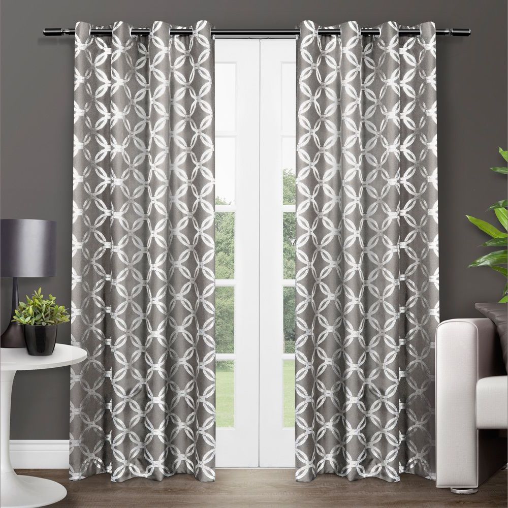 Newest Ati Home Modo Metallic (grey) Print Grommet Top Curtain In The Curated Nomad Duane Blackout Curtain Panel Pairs (View 19 of 20)