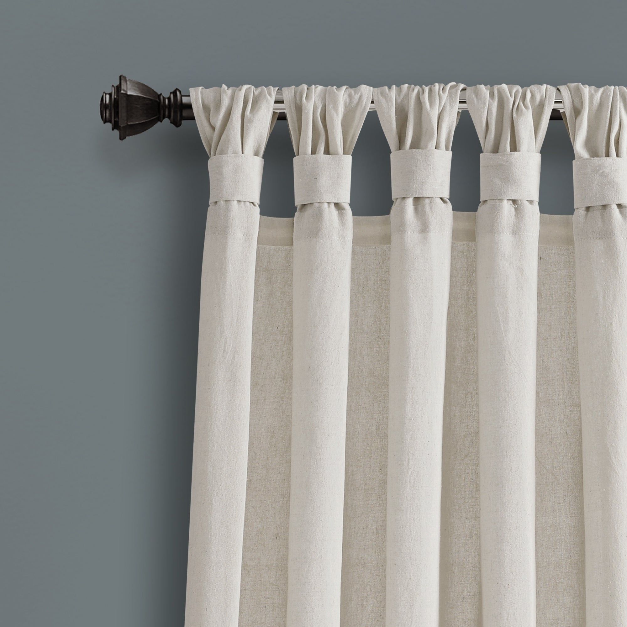 Porch & Den Alsea Burlap Knotted Tab Top Window Curtain Panel Pair With Regard To Trendy Knotted Tab Top Window Curtain Panel Pairs (View 2 of 20)