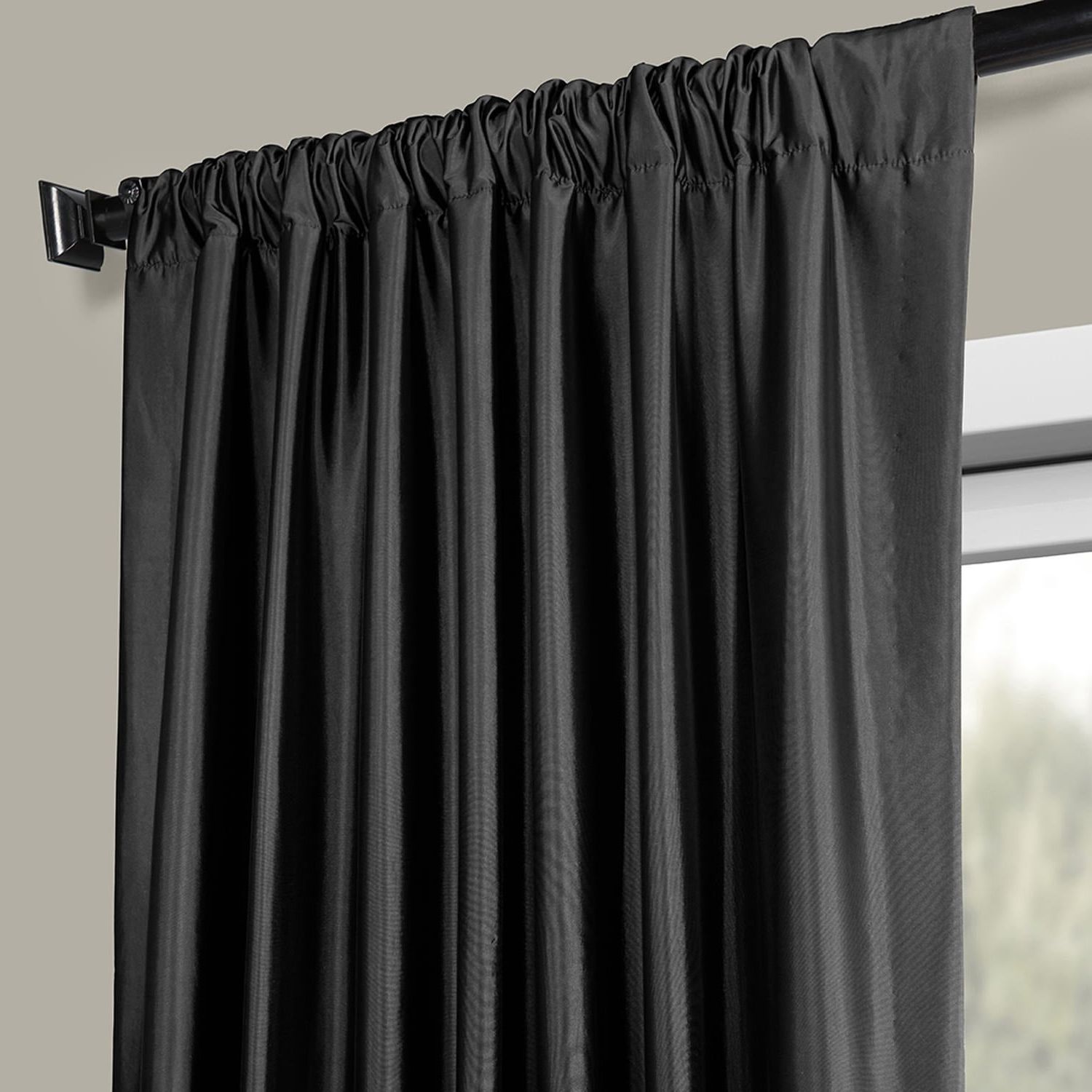 Preferred Faux Silk Taffeta Solid Blackout Single Curtain Panels For Faux Silk Taffeta Solid Blackout Single Curtain Panel (View 10 of 20)