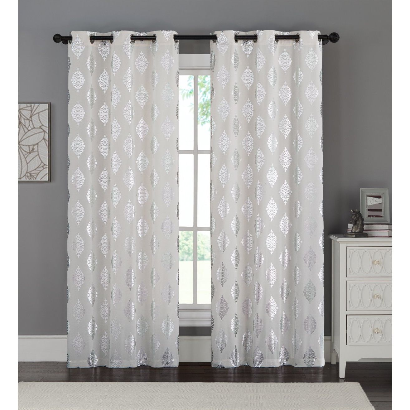 Recent Caldwell Curtain Panel Pairs In Vcny Home Sorento Window Treatment Curtains 76x95, White (View 12 of 20)